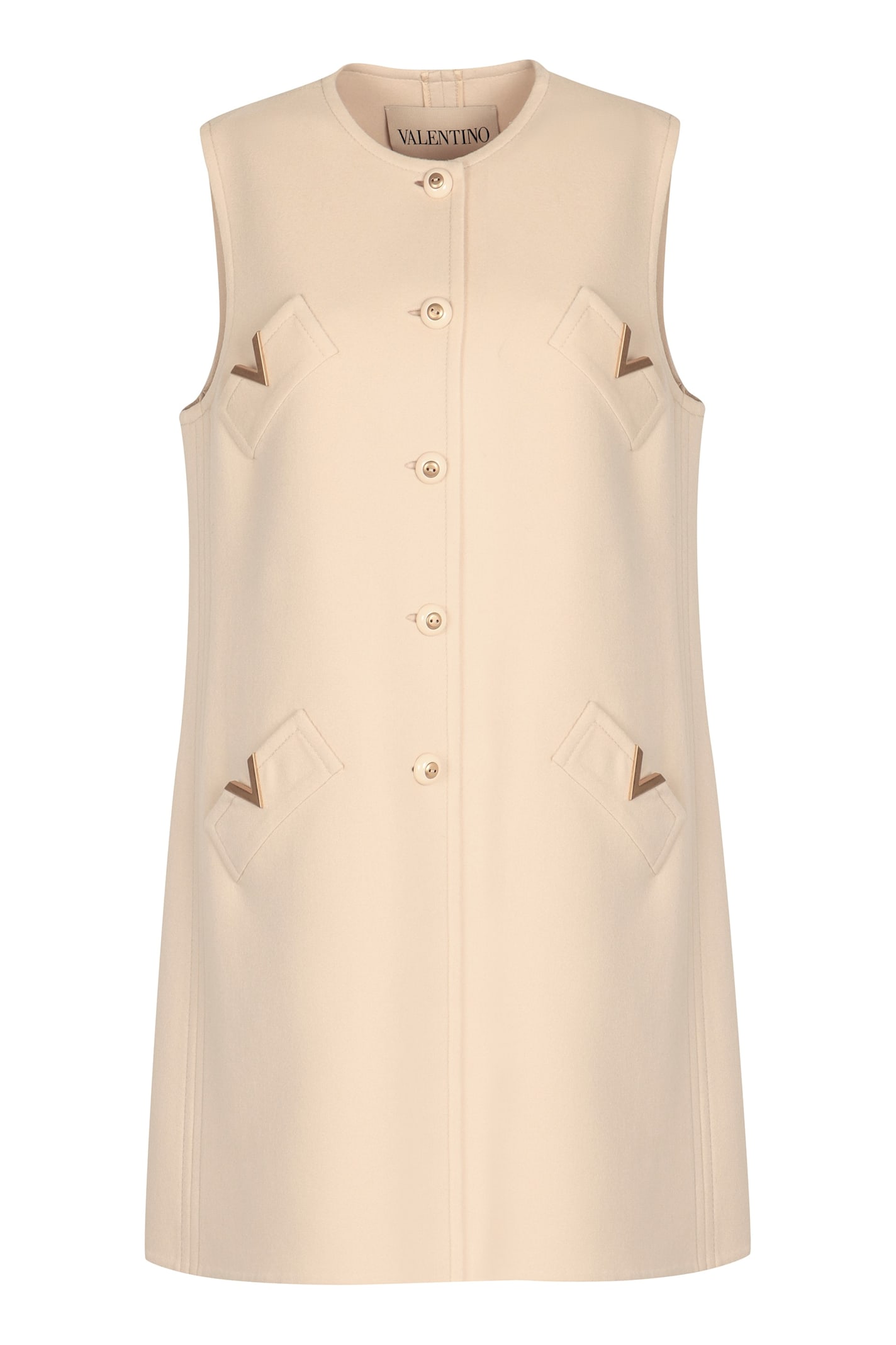 Valentino Wool-cashmere Vgold Sleeveless Coat In Gold