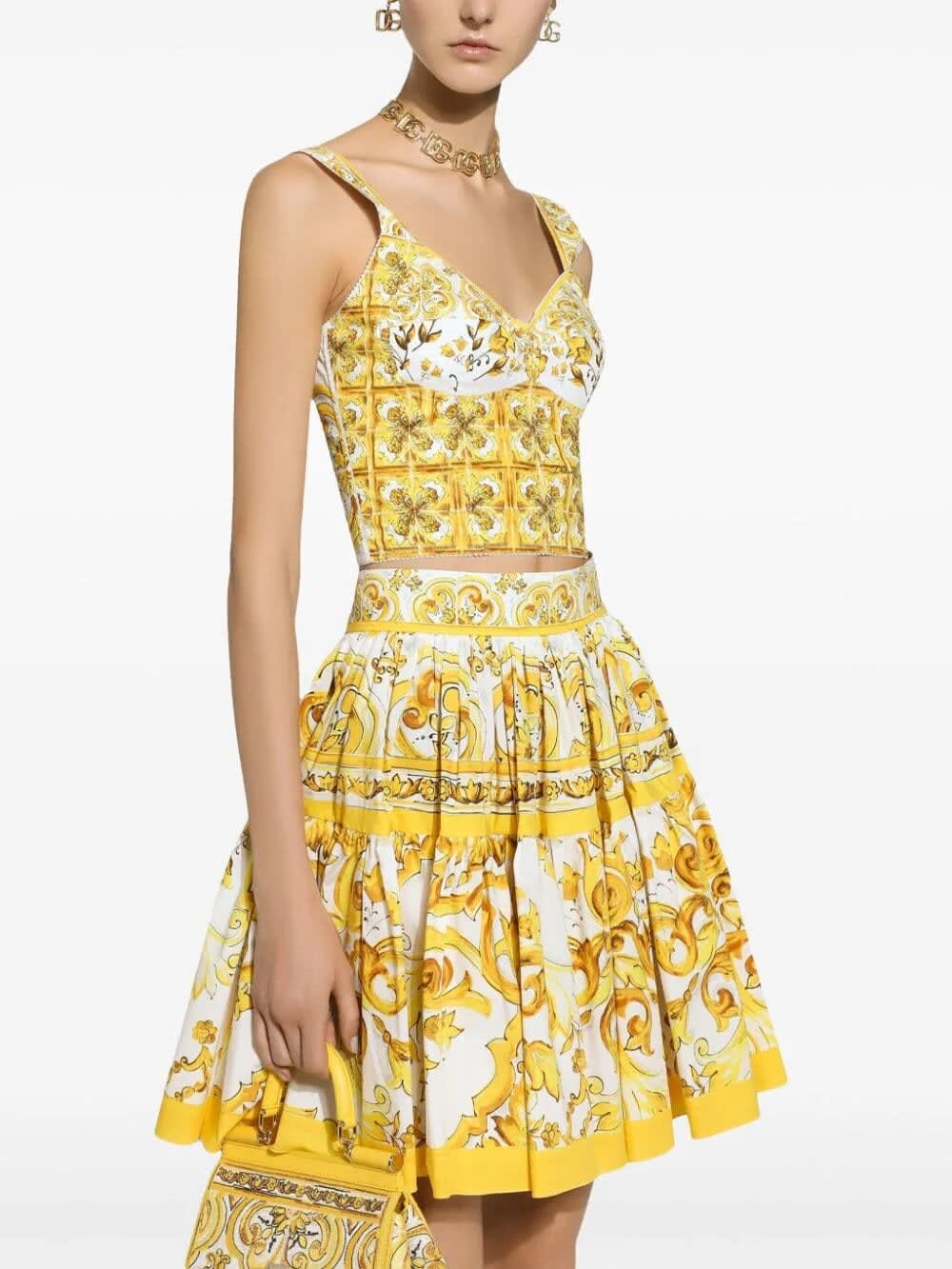 Shop Dolce & Gabbana Bustier St Maiolica In Tn Giallo