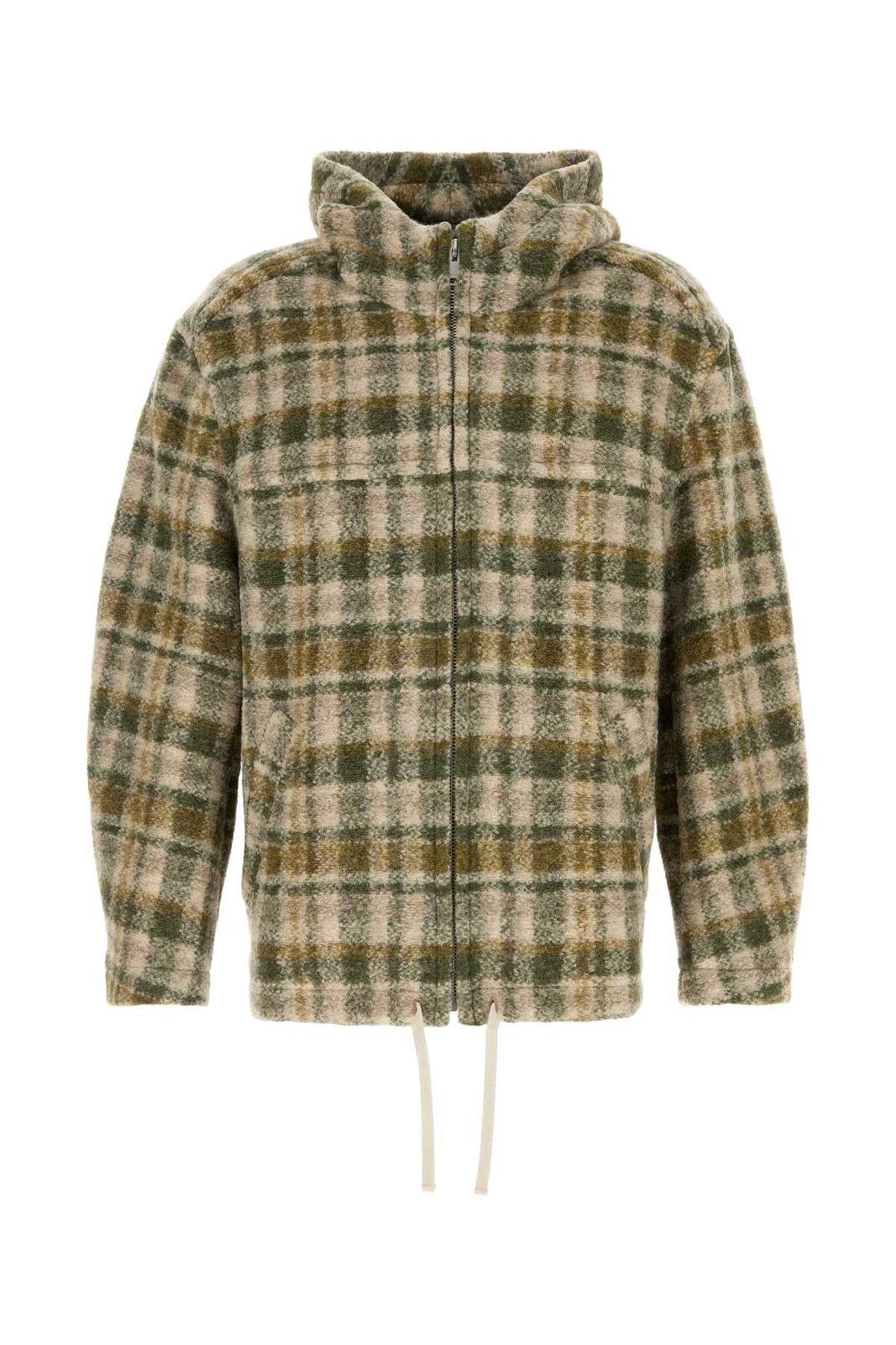 Shop Isabel Marant Checked Zipped Hooded Jacket In Multicolour