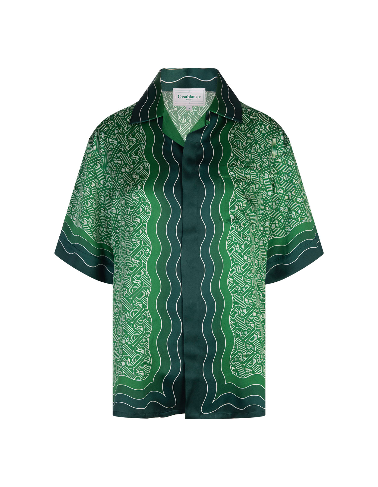 Shop Casablanca Column Monogram Silk Shirt In Green