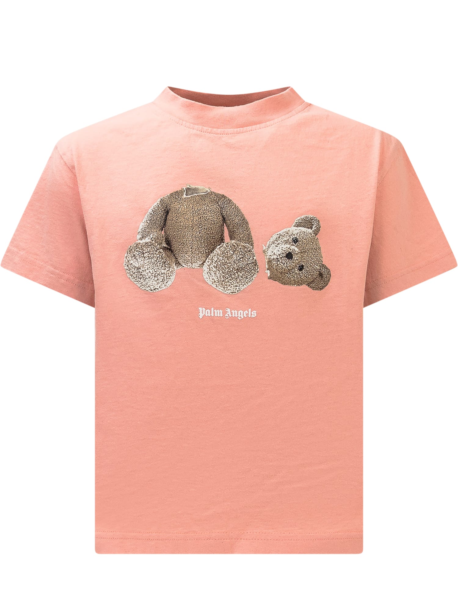 Palm Angels Kids' Bear T-shirt In Pink Brown
