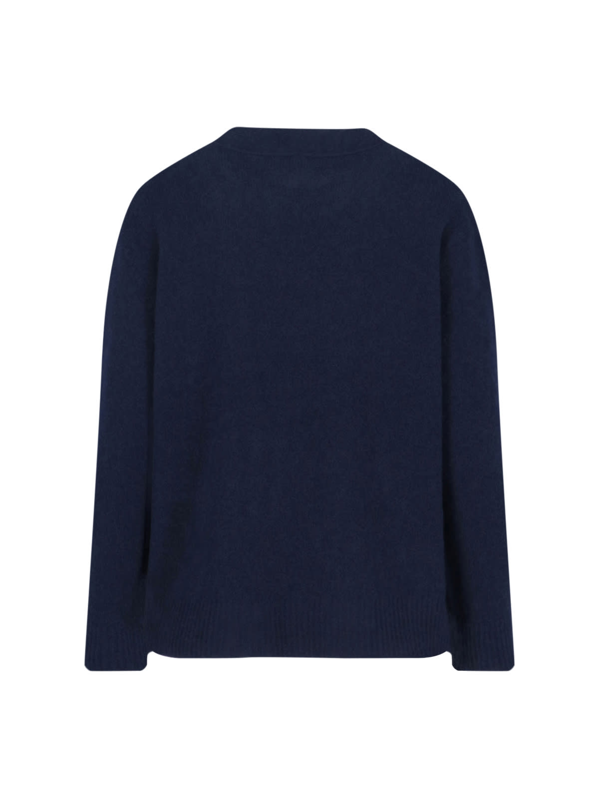 Sibel Saral Navy Blue Cropped Cardigan And Crew Neck Sweater Set In Blue