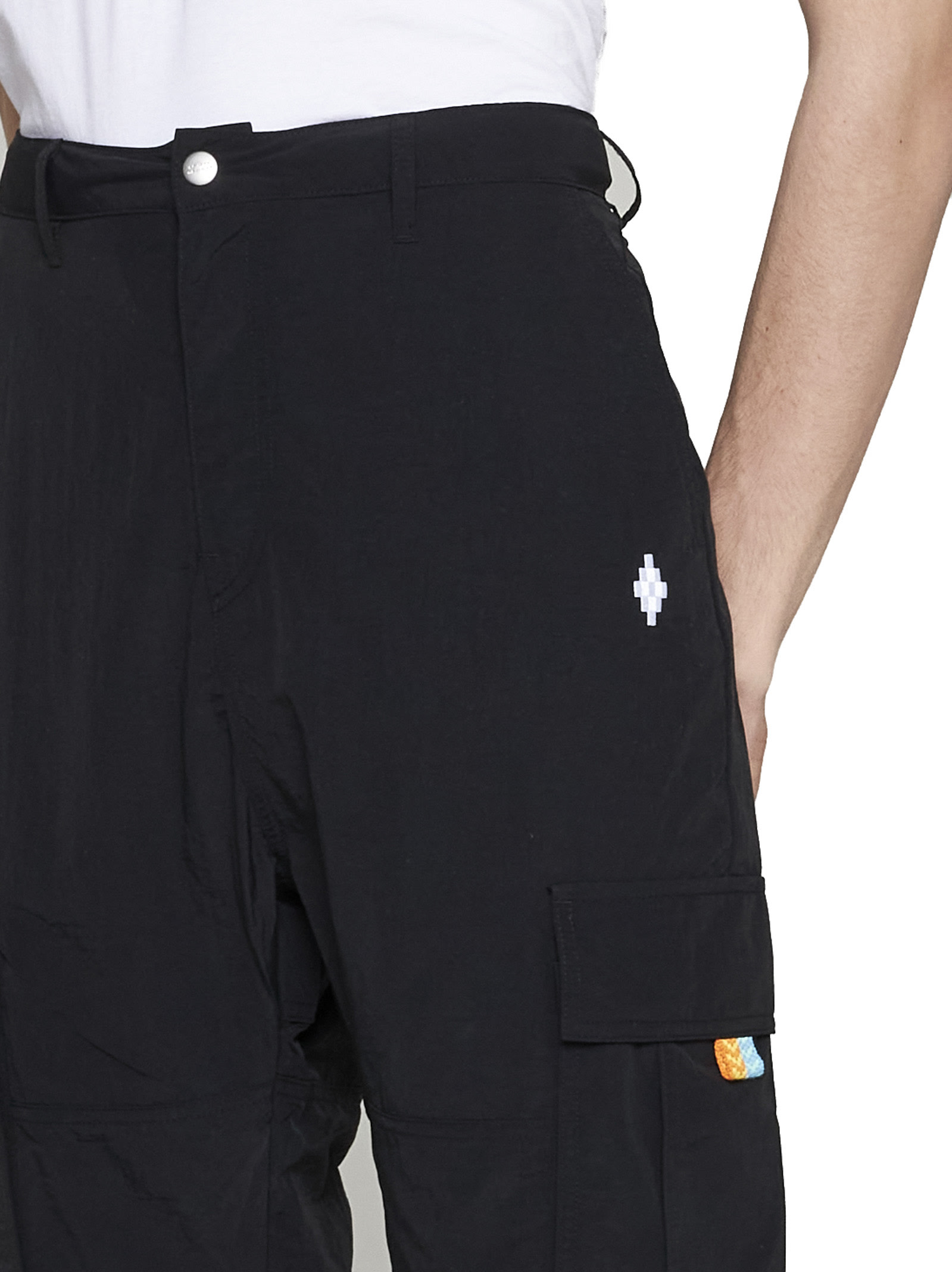 Marcelo Burlon County Of Milan Marcelo Burlon Nylon Cargo Pants In Black White