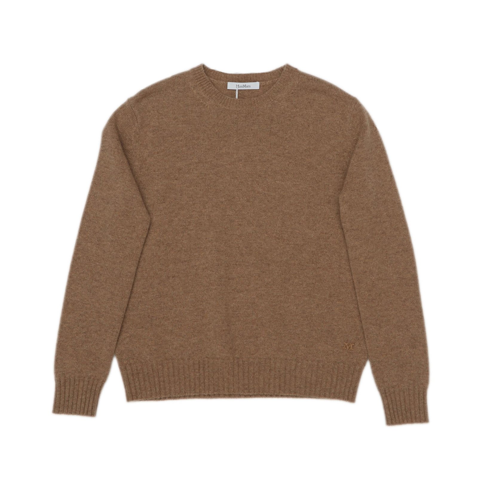 Shop Max Mara Crewneck Long-sleeved Jumper In Daino Scuro