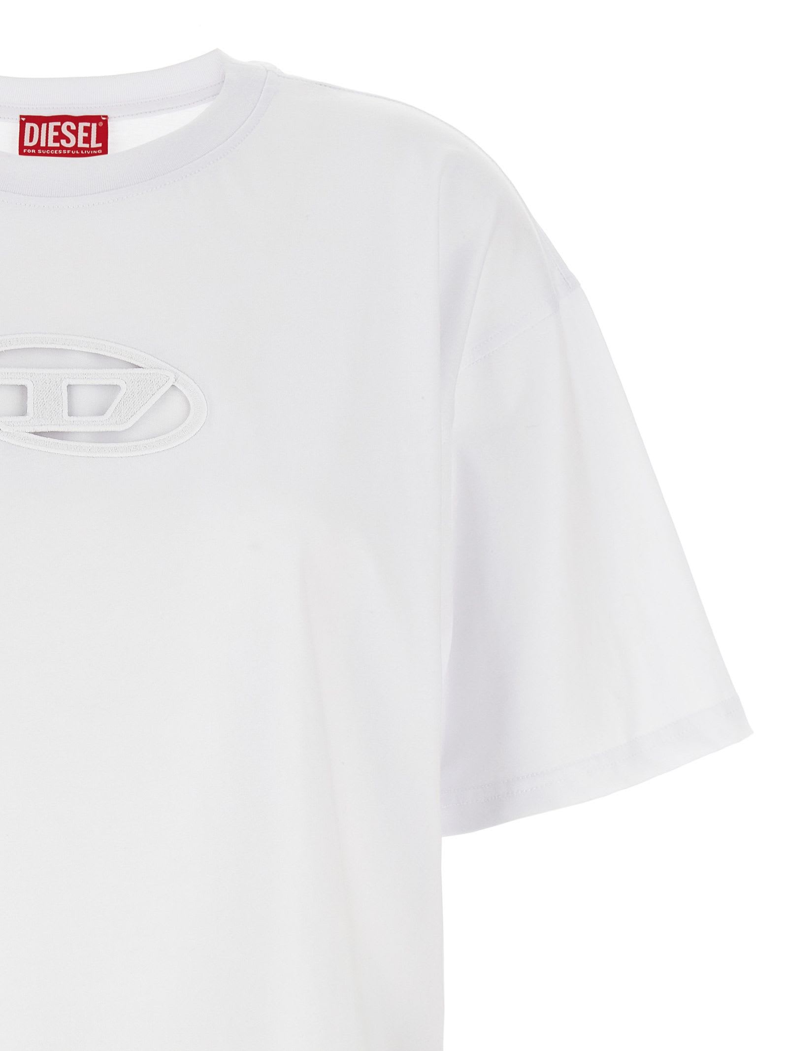 Shop Diesel T-buxt-crop-od Cotton T-shirt In White