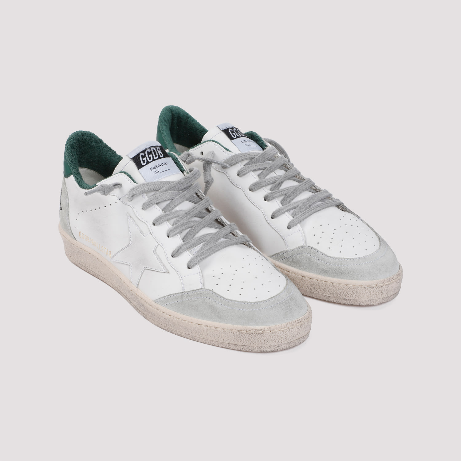 Shop Golden Goose Ball Star Sneakers In White Ice Green