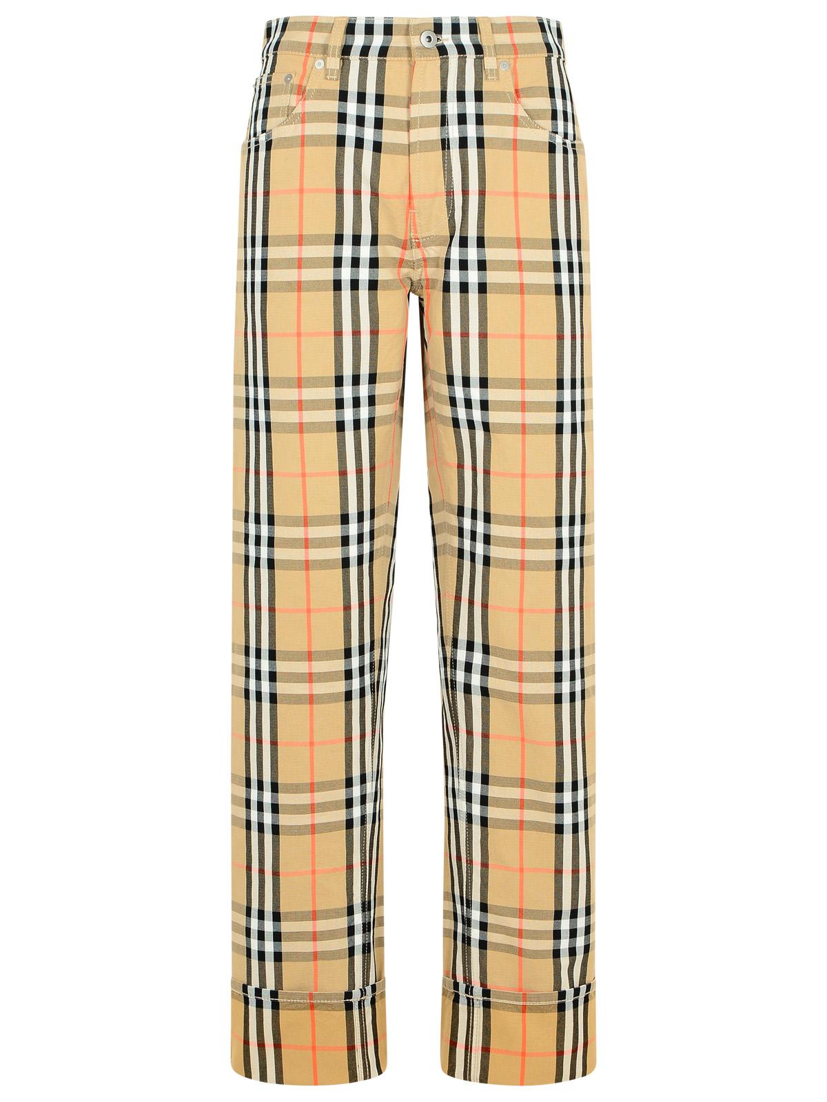 Burberry Beige Pants With Ekd Embroidery On The Rear And Check Motif All-over In Tech Fabric Man In Sandipcheck