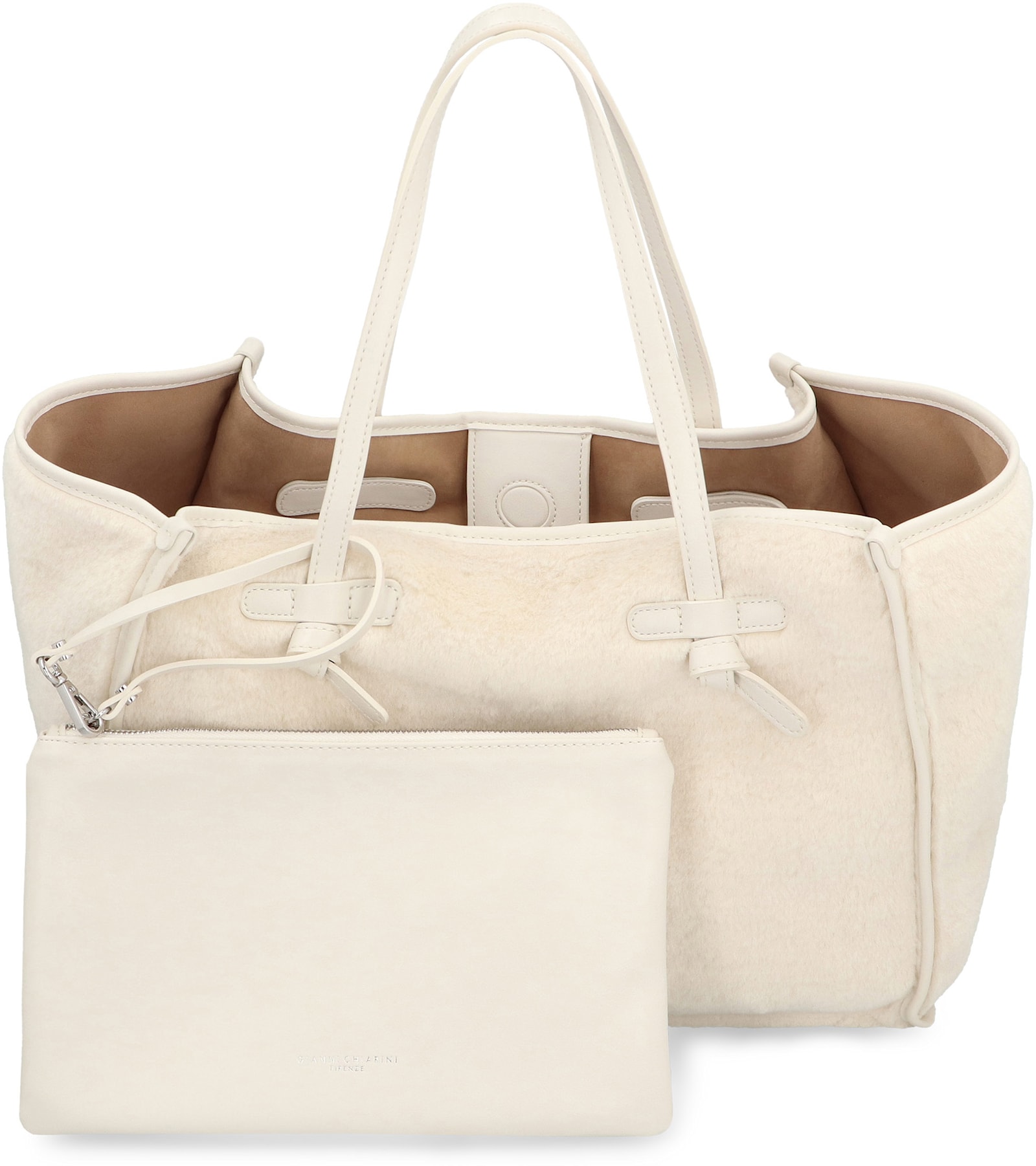 Shop Gianni Chiarini Marcella Faux Fur Tote In White