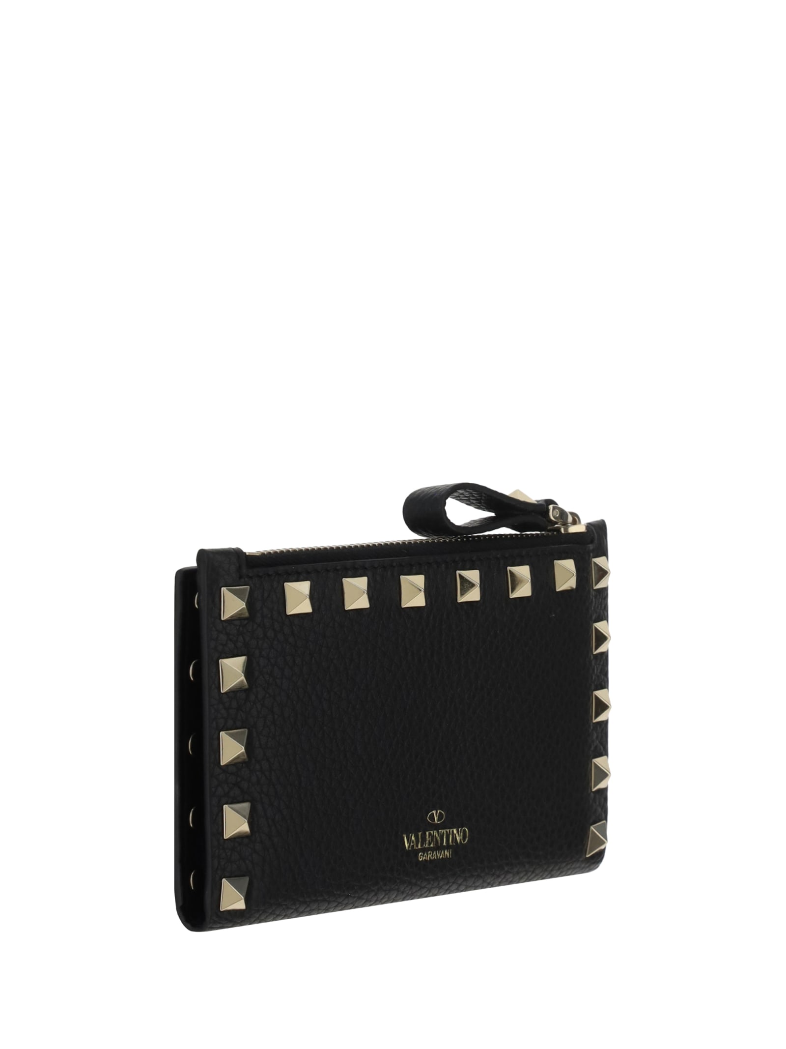 Shop Valentino Garavani Rockstud French Wallet In Nero