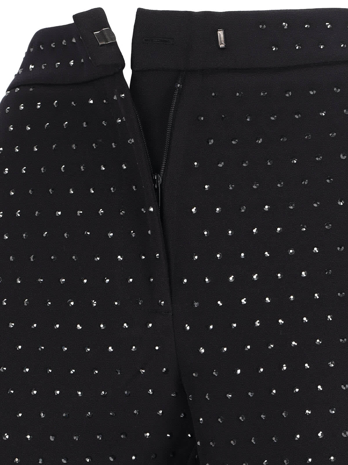 The Andamane Flared High Waist Trousers With Stud Embellishments In Black