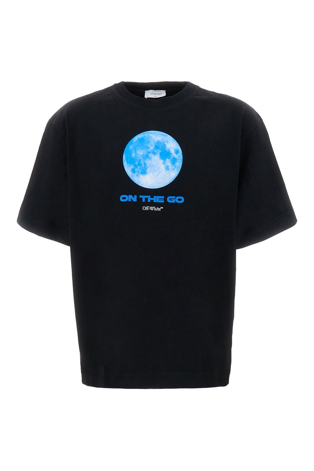 OFF-WHITE MOON PRINTED CREWNECK T-SHIRT