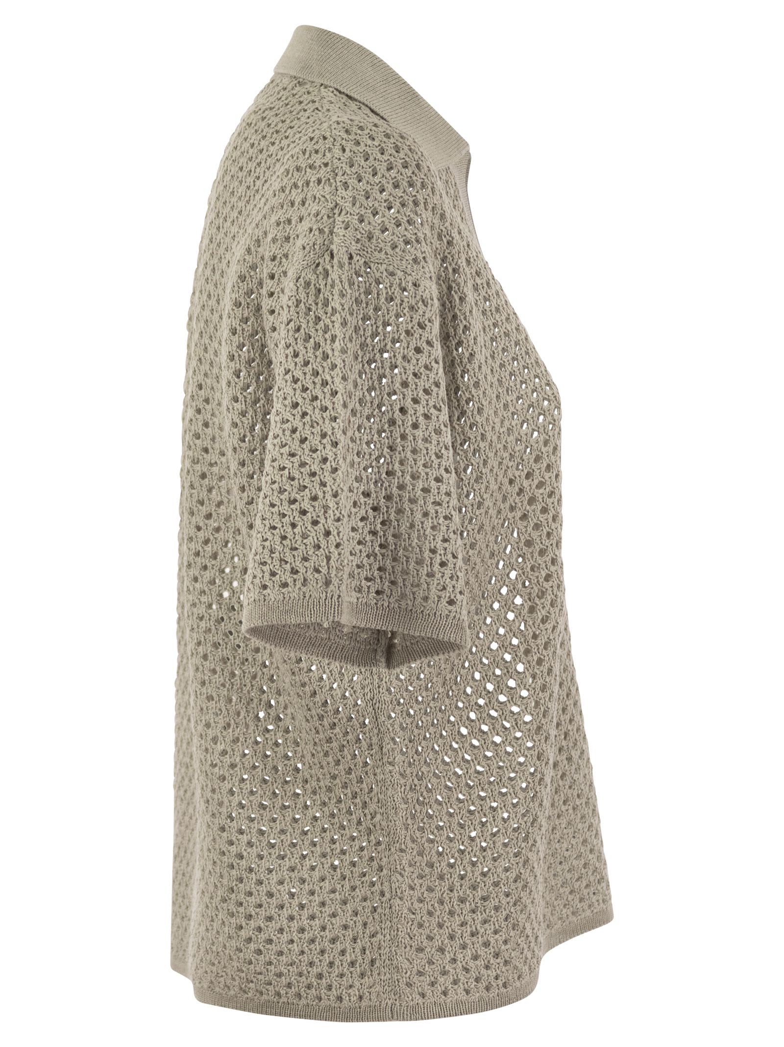 Shop Brunello Cucinelli Net Polo-style Cotton Jersey In Dove Grey