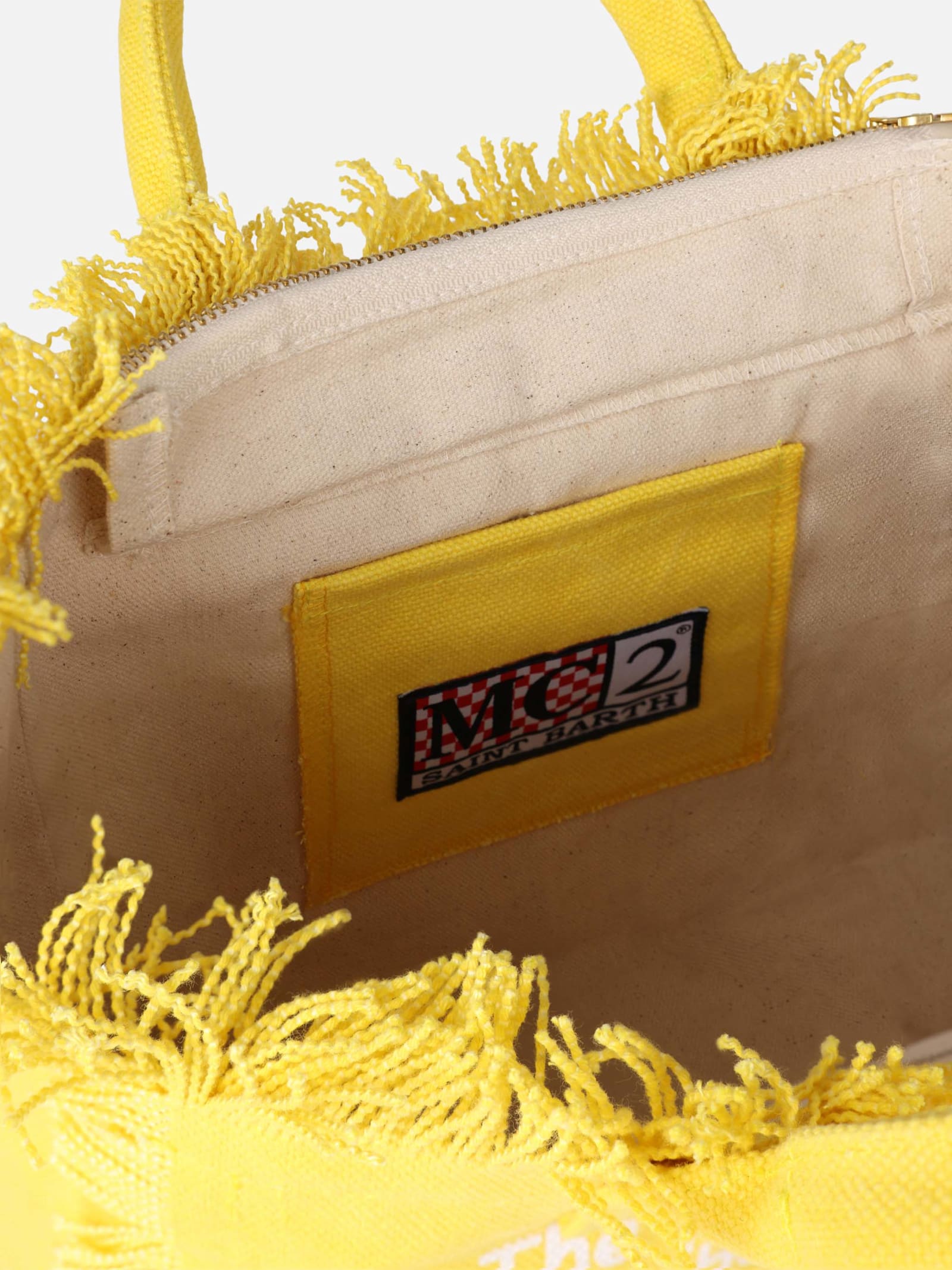 Mc2 Saint Barth Yellow Cotton Canvas Colette Handbag In Yellow