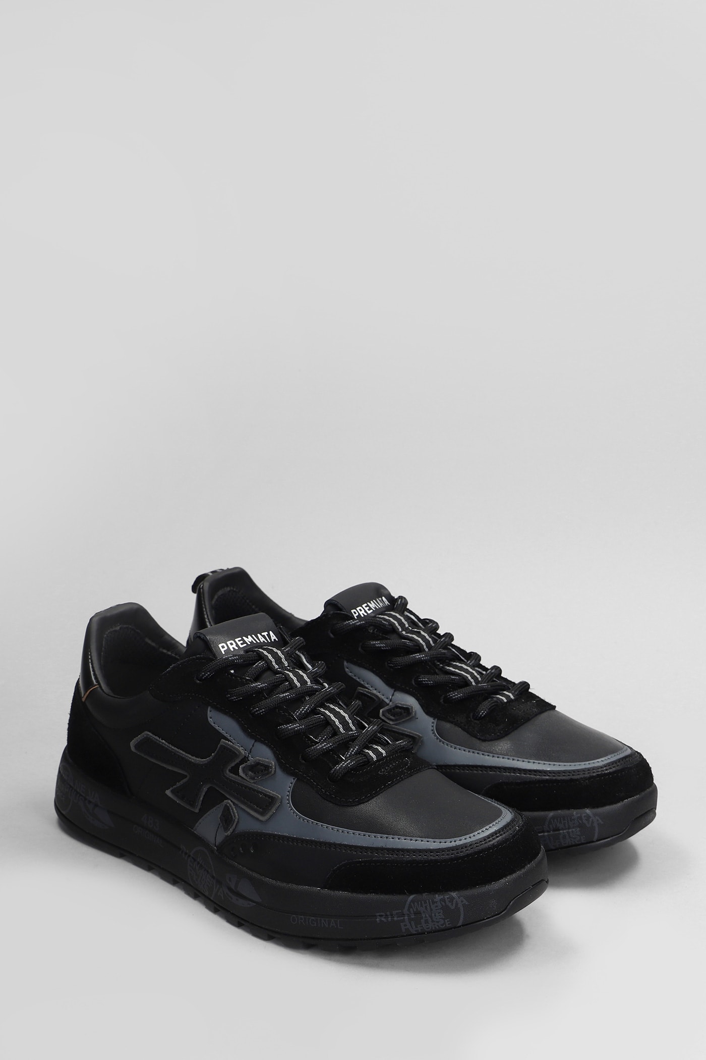 Shop Premiata Nous Sneakers In Black Leather