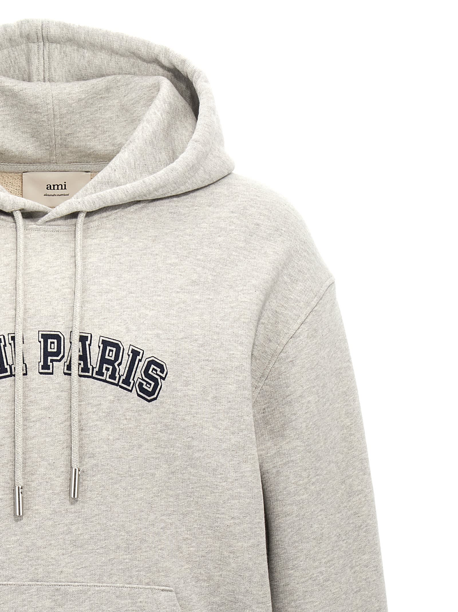 Shop Ami Alexandre Mattiussi Ami Paris Hoodie In Gray