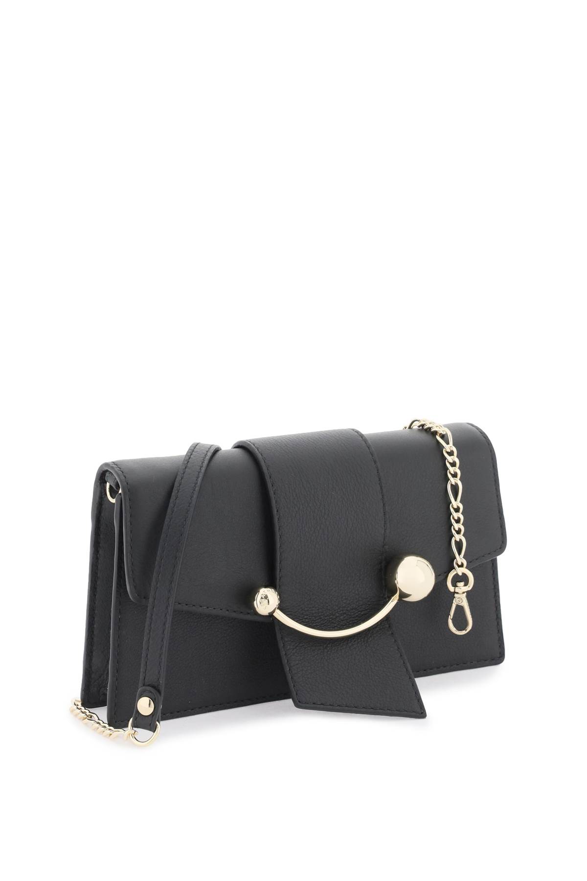 Shop Strathberry Crescent On A Chain Crossbody Mini Bag In Black (black)