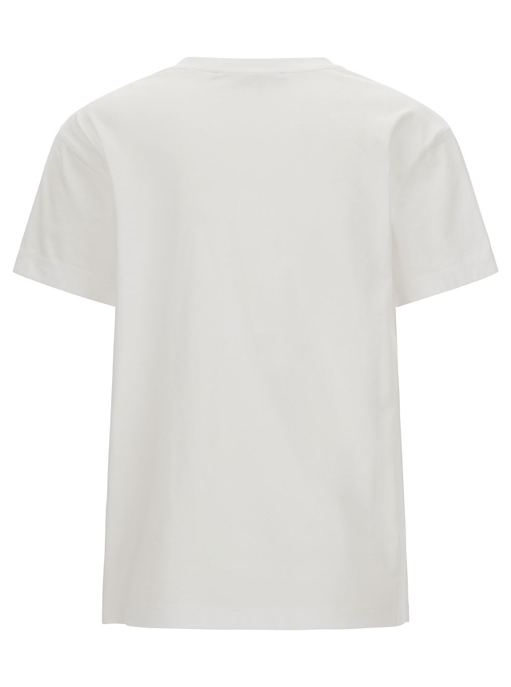 Shop Stella Mccartney White Crewneck T-shirt With Embroidered Logo At The Front In Cotton Woman In Pure White