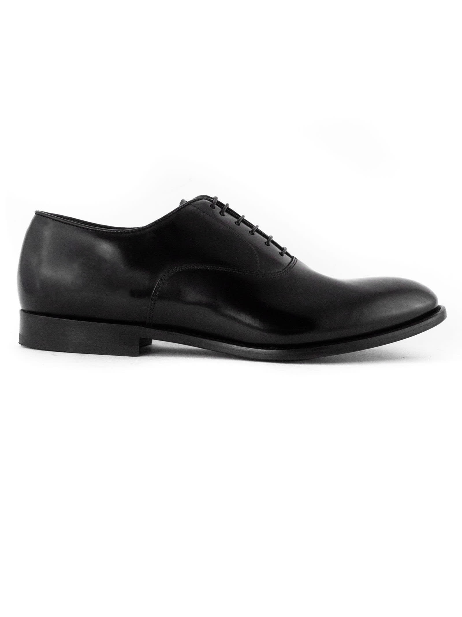 Shop Doucal's Oxford Black Leather Laced Shoes