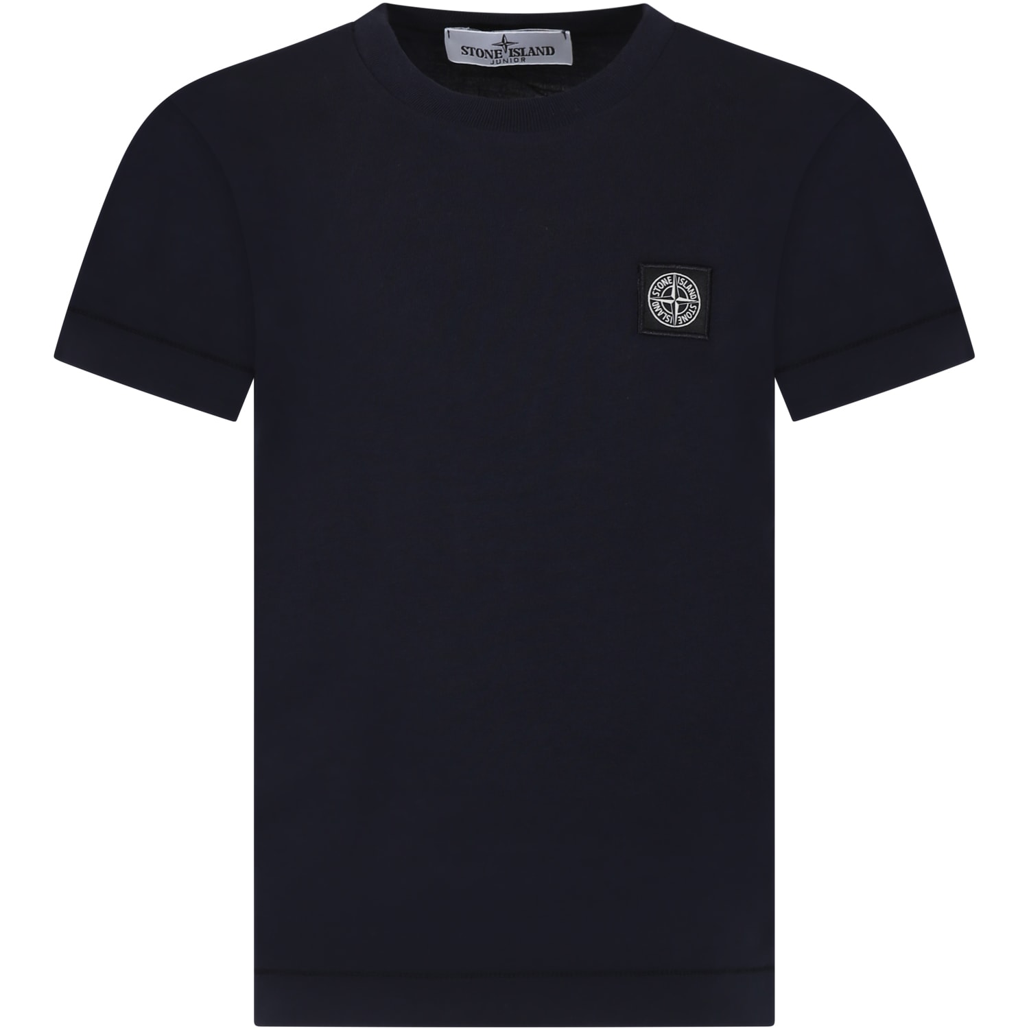 Shop Stone Island Junior Blue T-shirt For Boy With Logo In Navy Blue