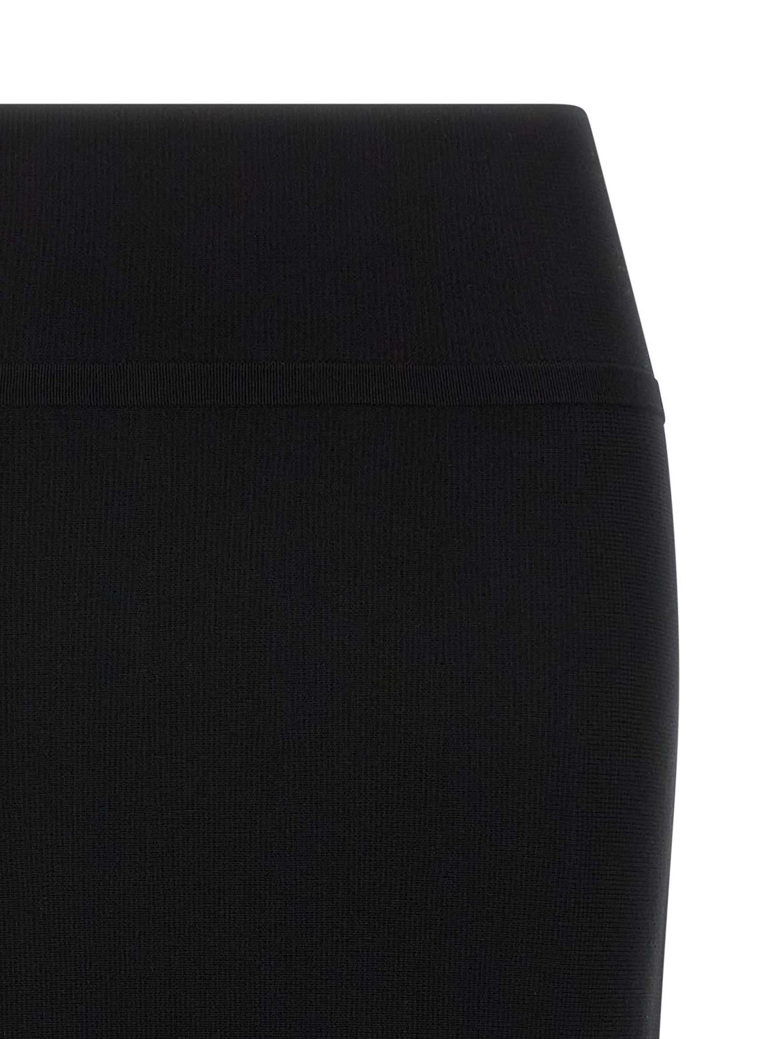 Twinset Flared Black Midi Skirt With Elastic Waistband And Metal Logo In Black