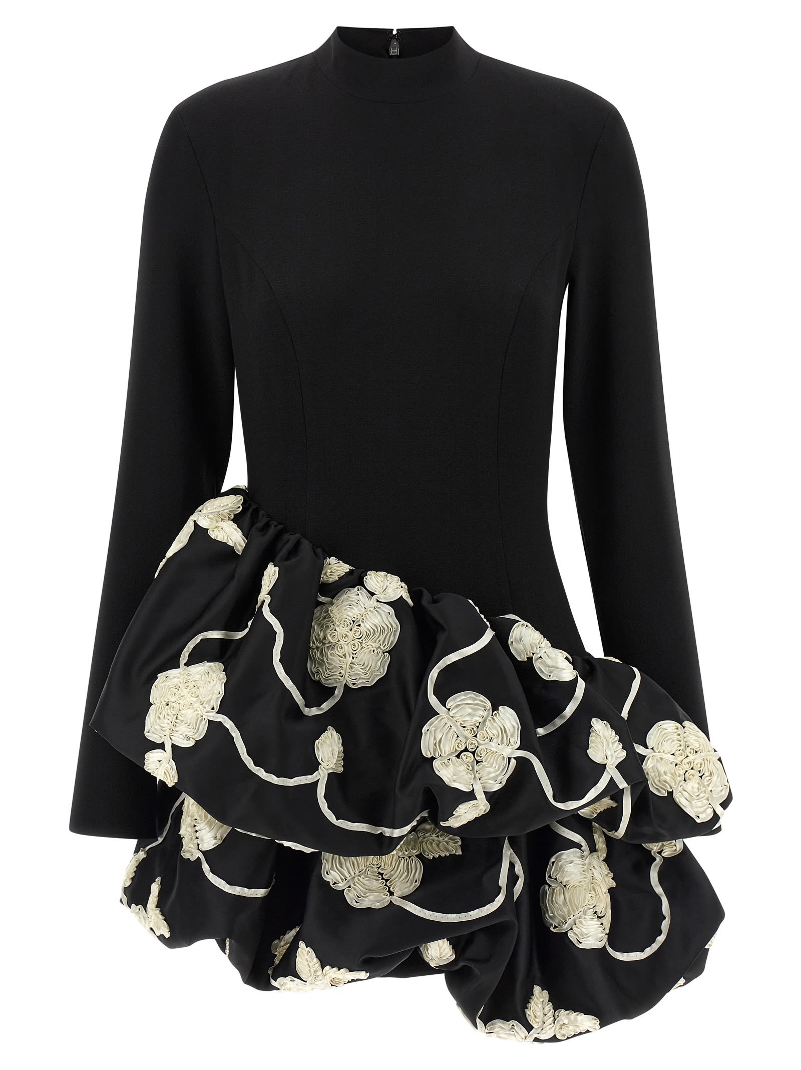 Rotate Birger Christensen Embroidered Long Sleeve Dress With Ruffled Hem In Multi