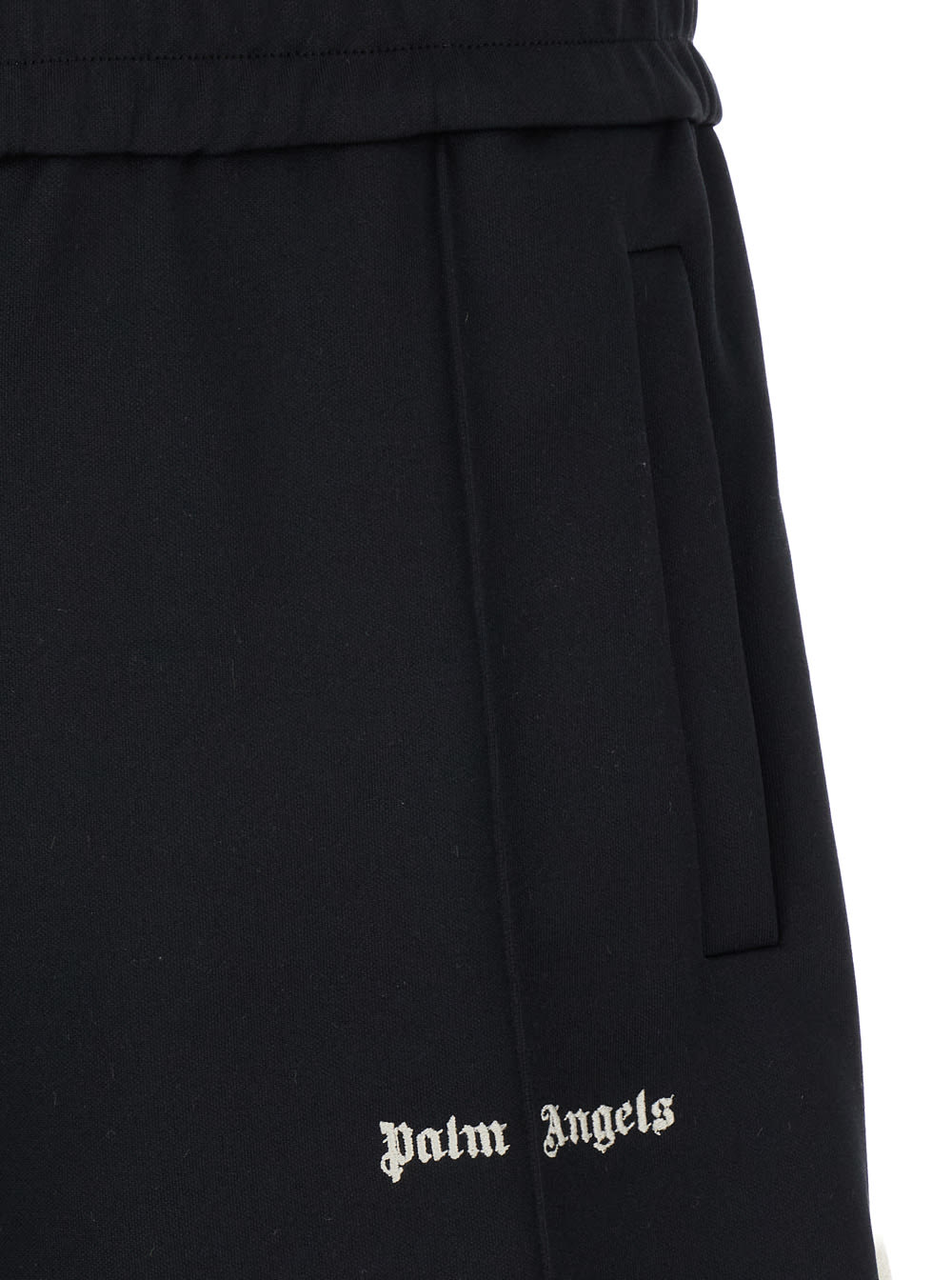 Shop Palm Angels Black Bermuda Shorts With Elastic Waistband In Cotton Man