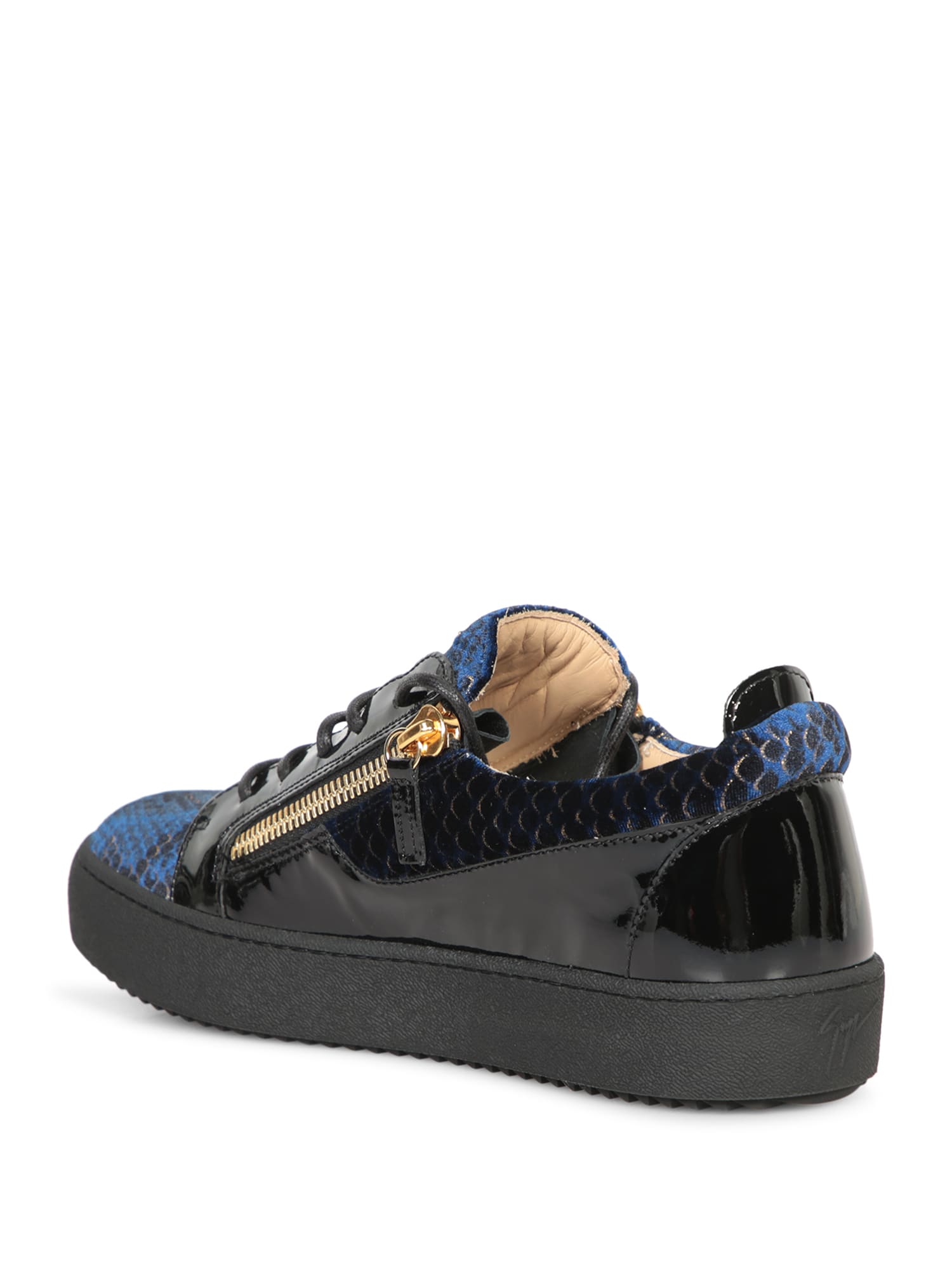 Shop Giuseppe Zanotti Frankie Zip Croco Black Sneakers