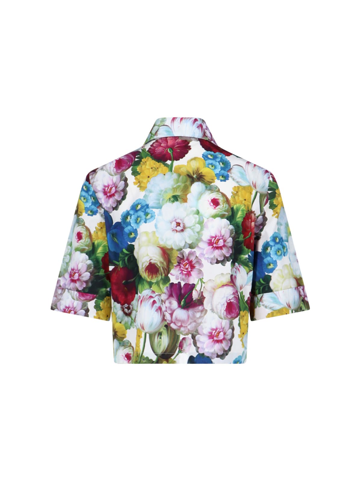 Shop Dolce & Gabbana Garden Print Crop Shirt In Multicolor