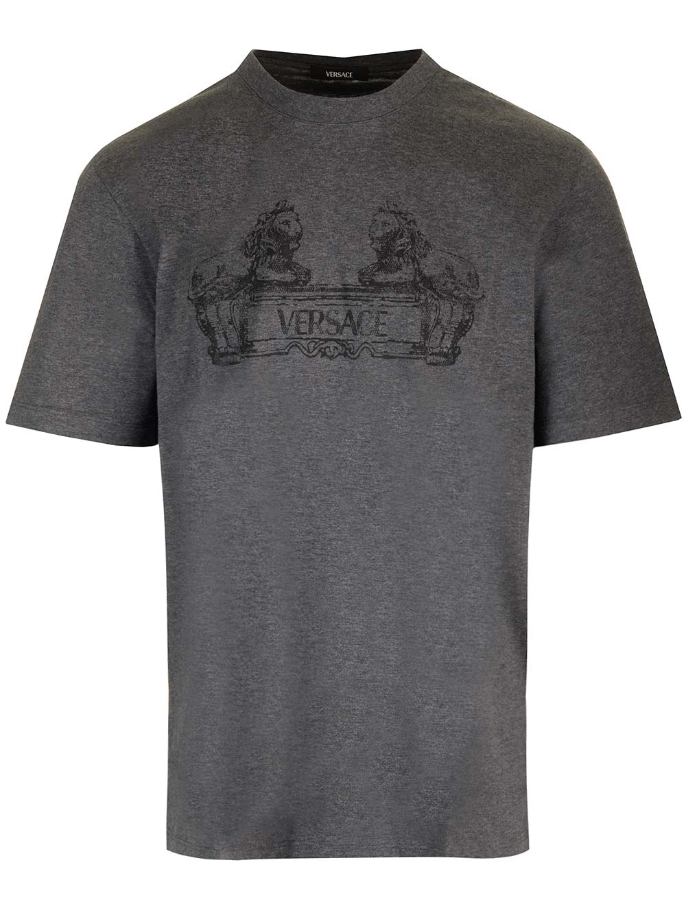 Versace Logo-print Cotton T-shirt In Grey