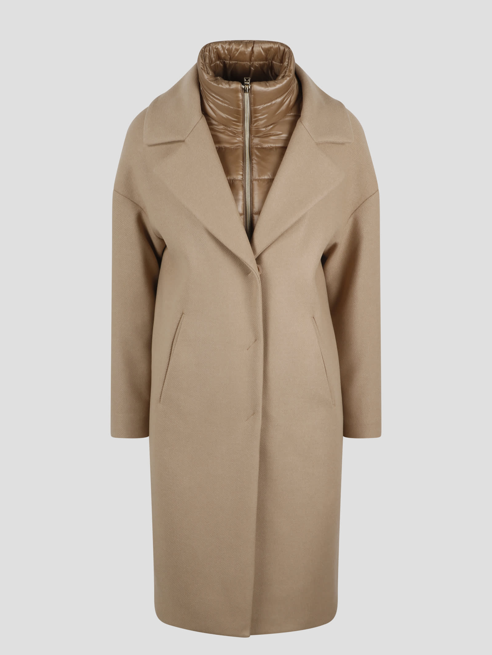 Shop Herno Double-front Coat In Sabbia