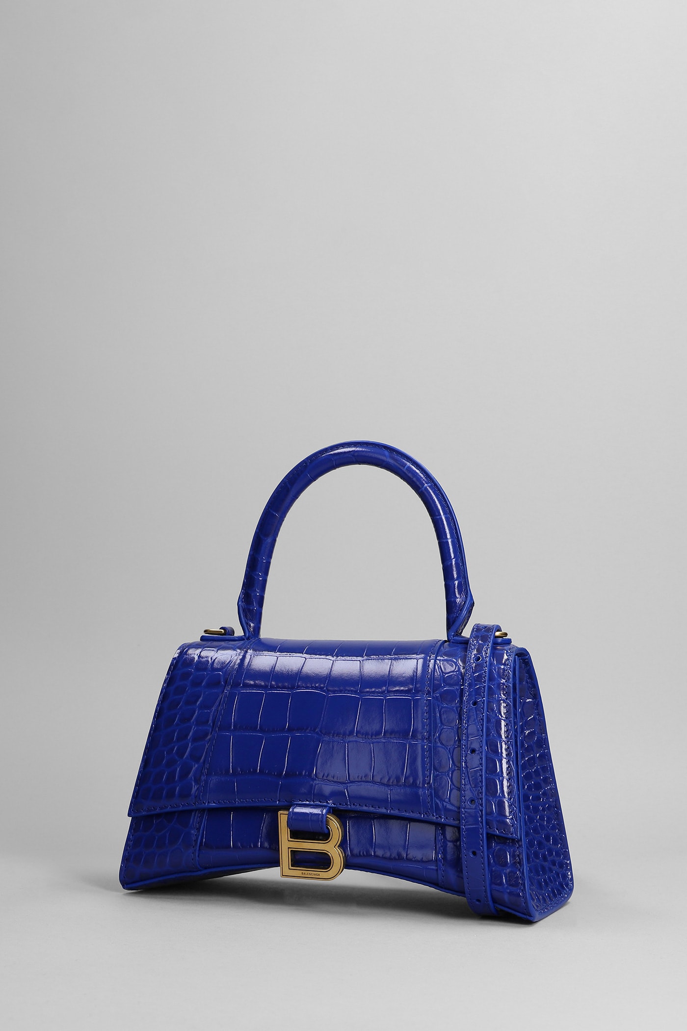 Shop Balenciaga Hourglass Shoulder Bag In Blue Leather