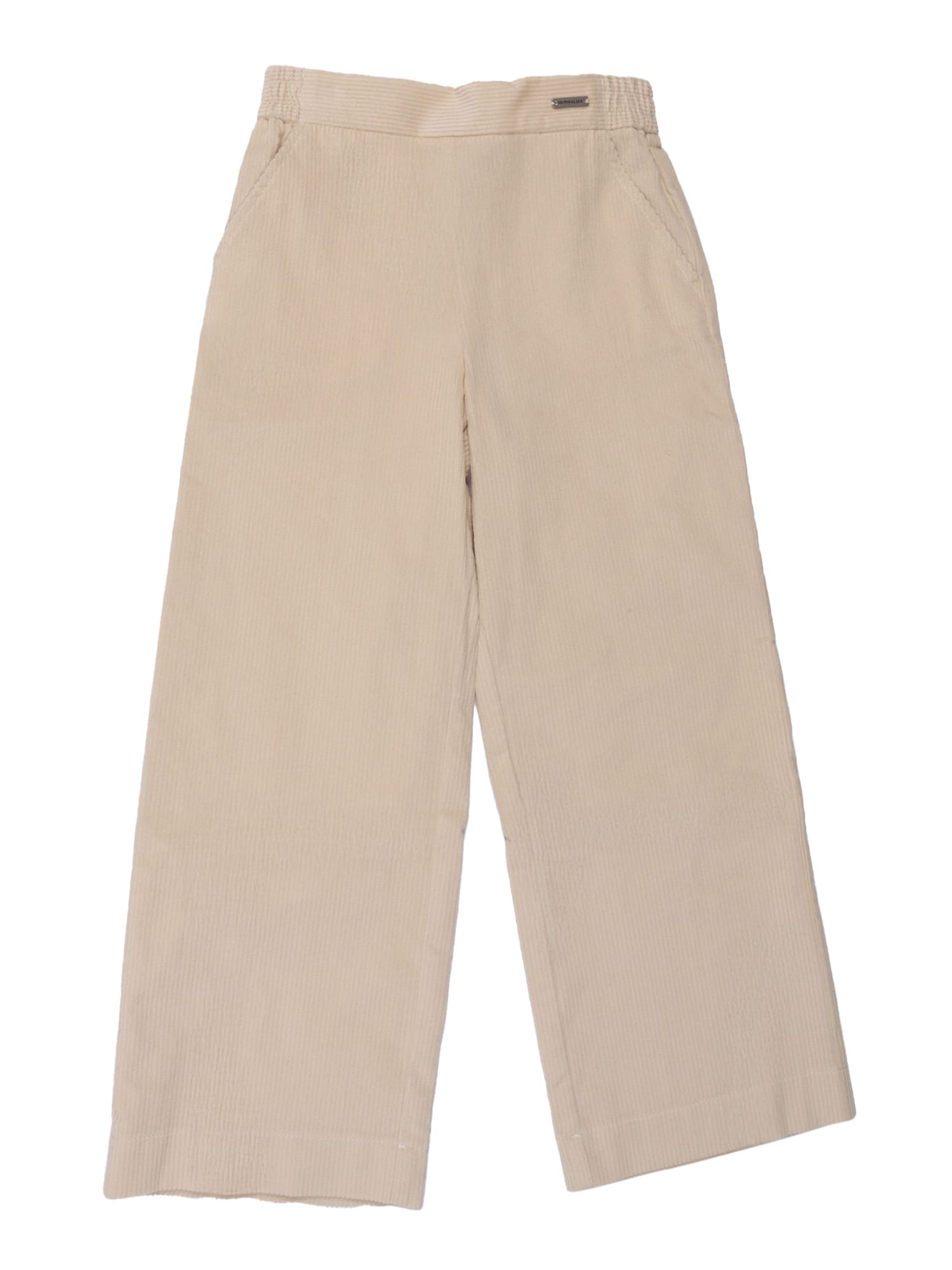 Monnalisa Velvet Pants In Neutral