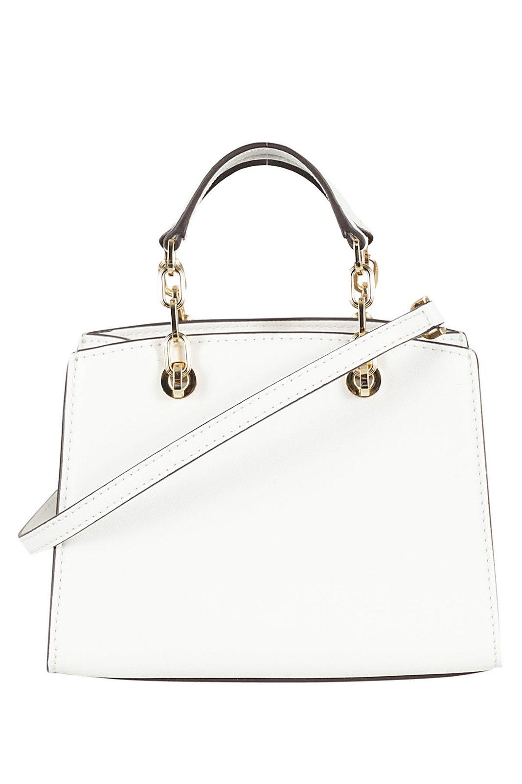 Shop Michael Michael Kors Cynthia Logo Plaque Small Bag In White