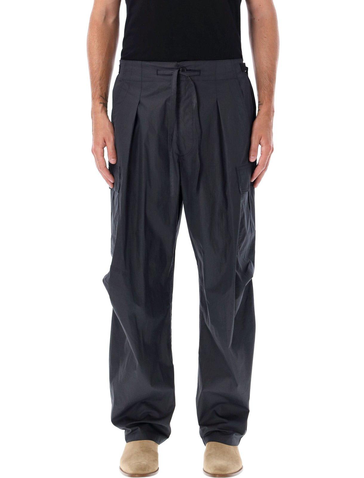 Shop Isabel Marant Drawstring Cargo Trousers In Faded Black