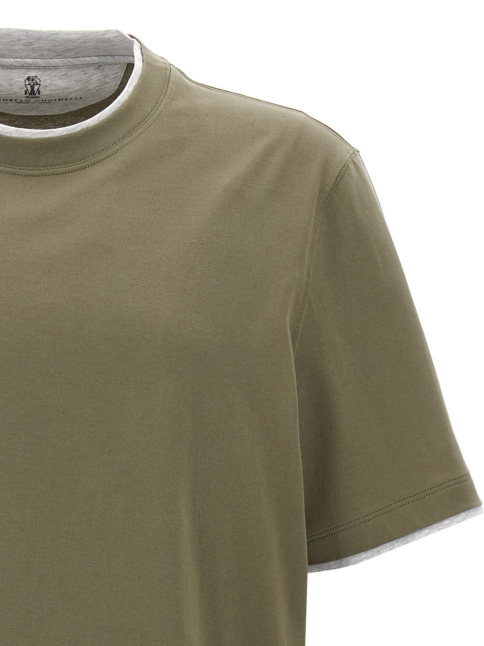 Shop Brunello Cucinelli Layered T-shirt In Green