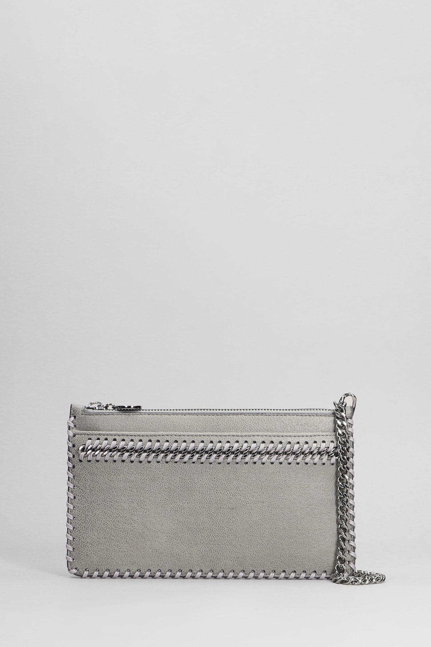 Shop Stella Mccartney Falabella Clutch Clutch In Grey Polyester