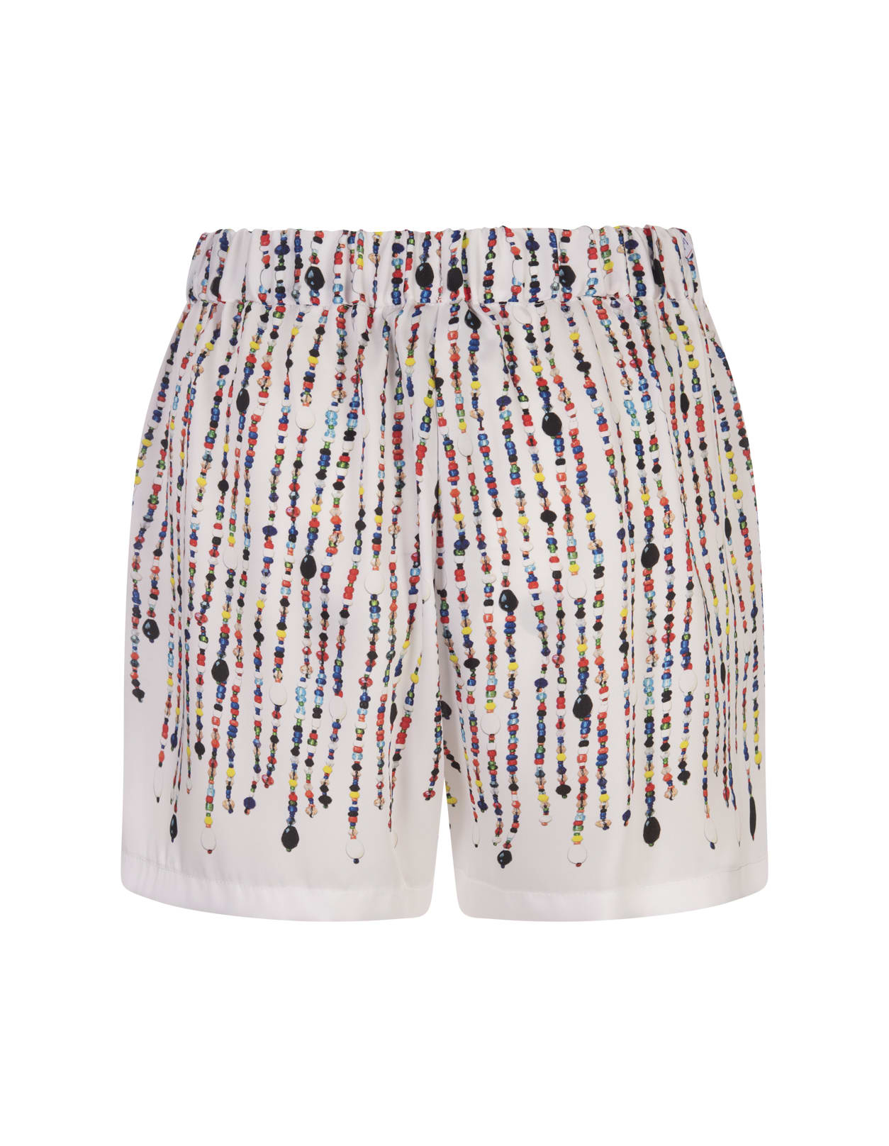 Shop Msgm White Shorts With Multicolour Bead Print