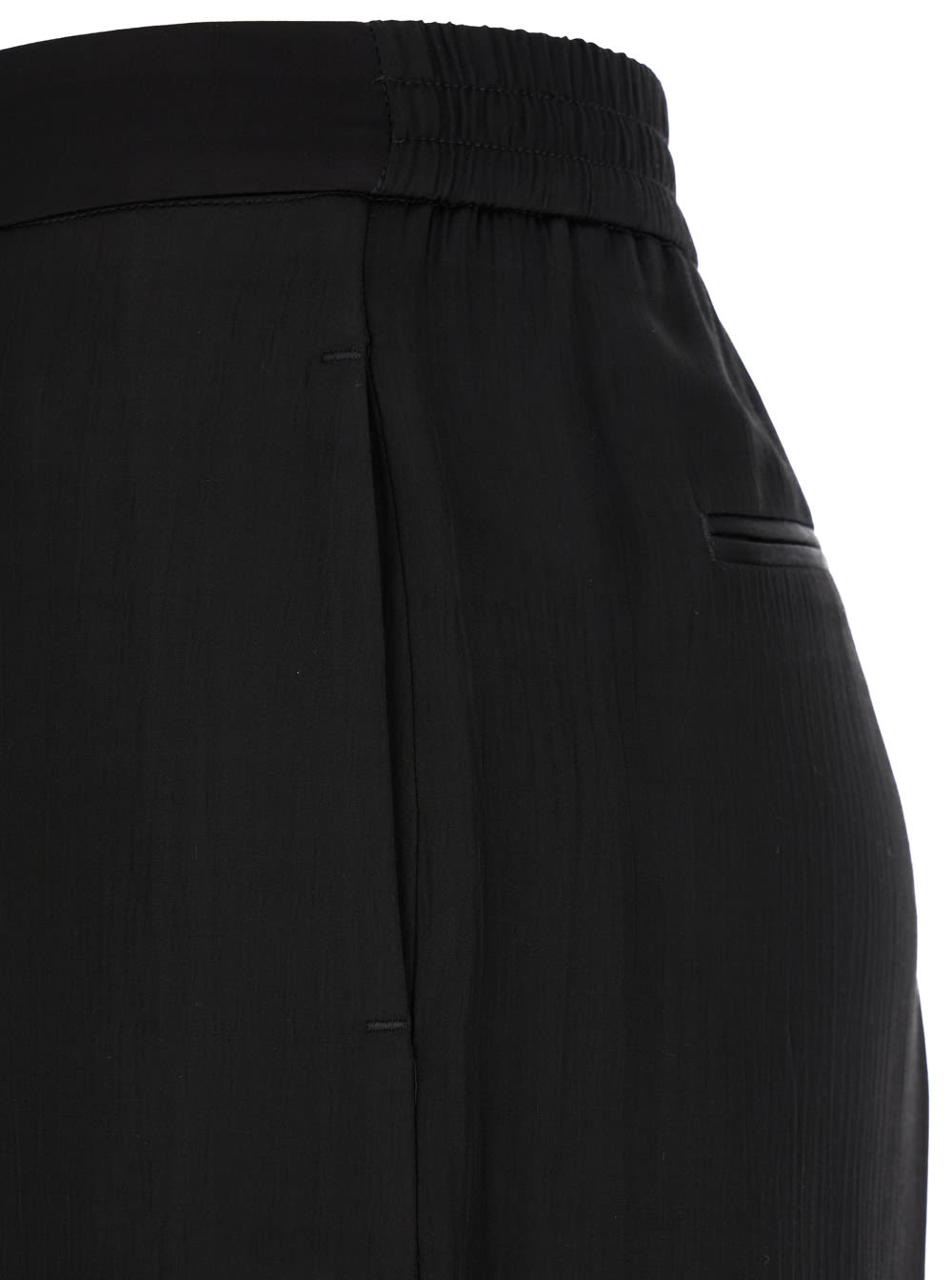 Shop Pt01 Lorenza Black Relaxed Pants With Welt Pockets In Viscose Woman
