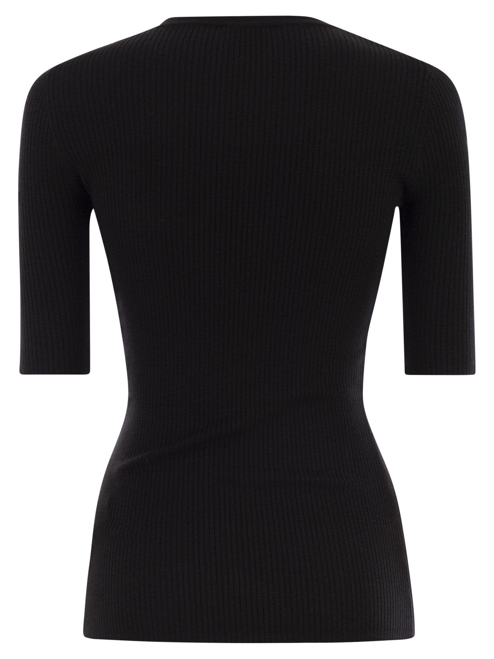 Elisabetta Franchi Ribbed Chain-embellished Top In Black