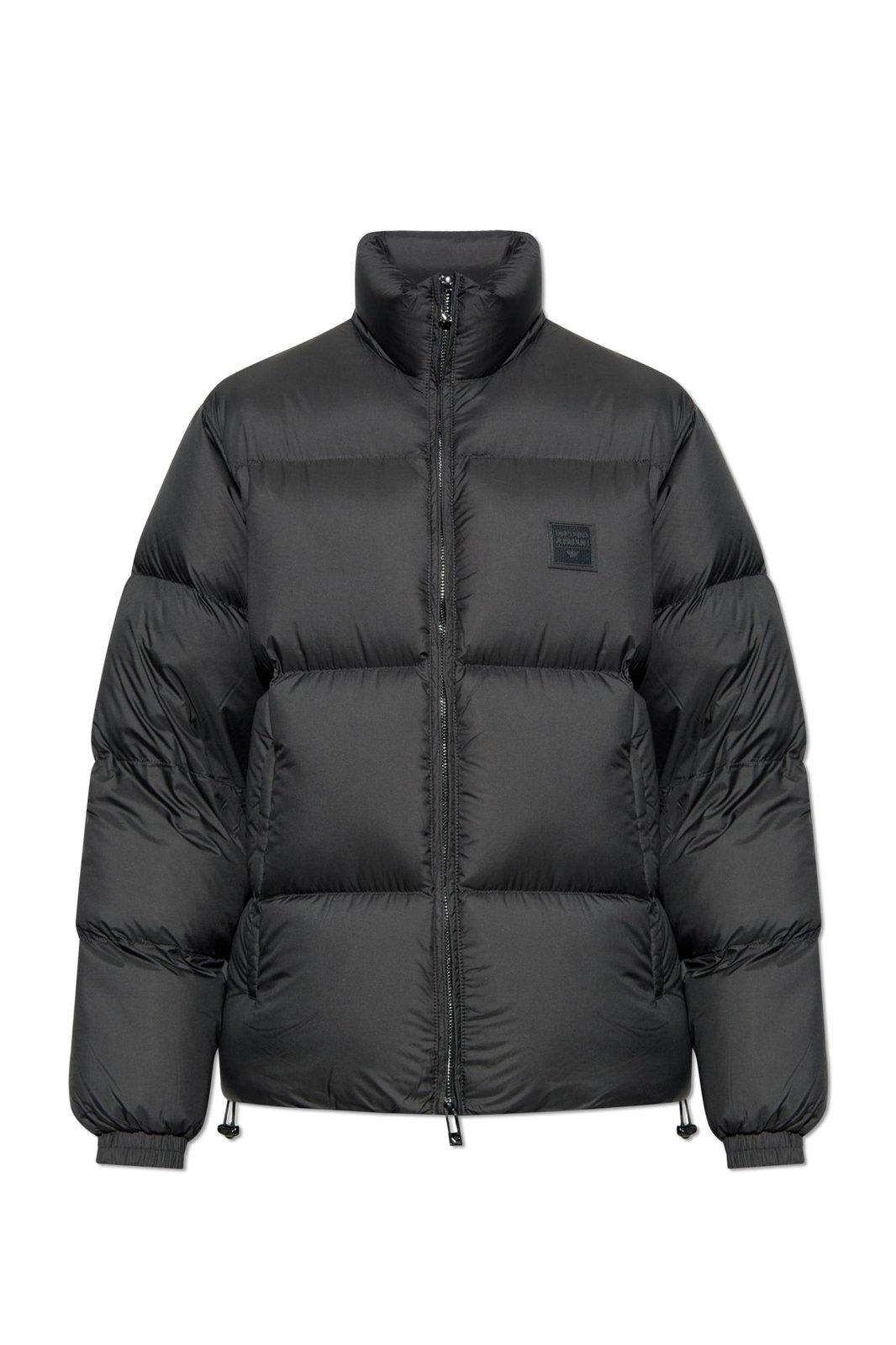 Shop Emporio Armani Down Jacket With Jay In Black