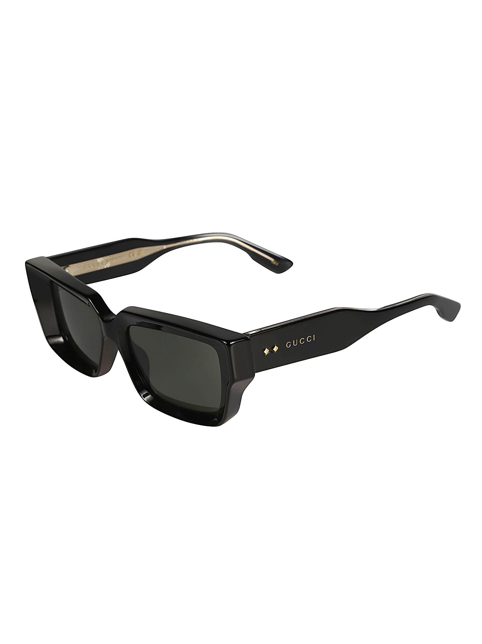 Shop Gucci Square Thick Sunglasses In Black/grey