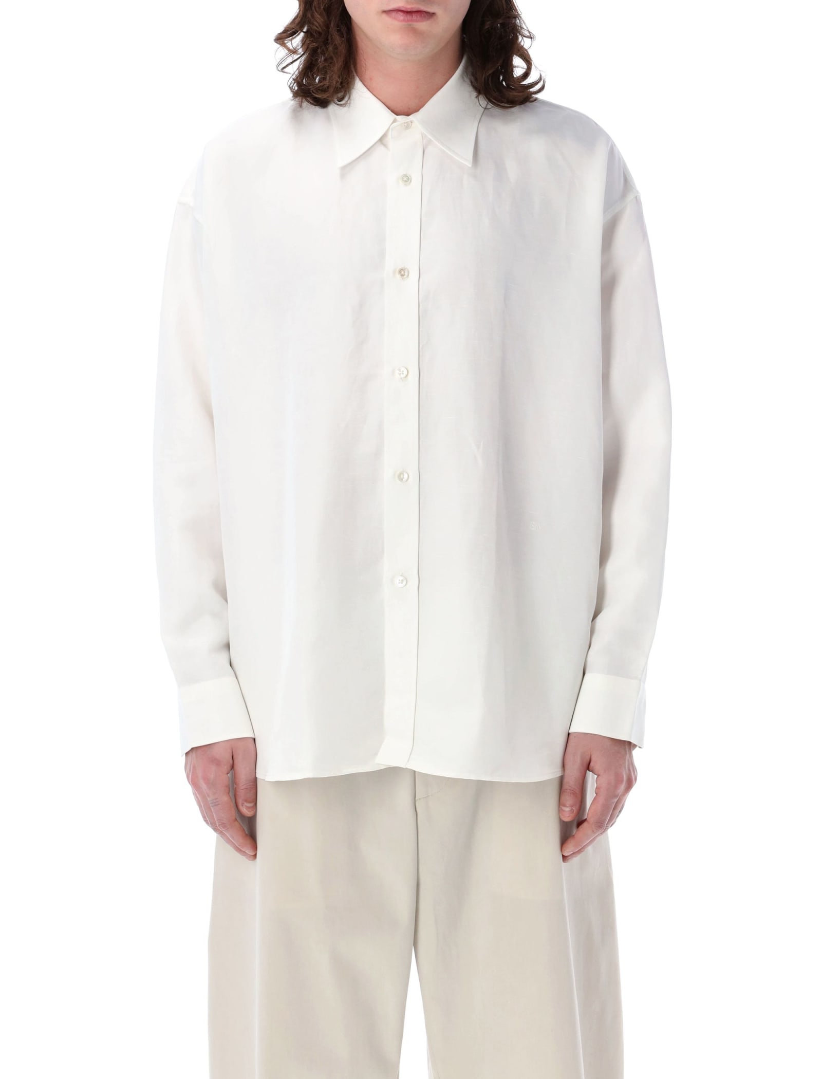 Shop Studio Nicholson Loche Shirt In Optic White
