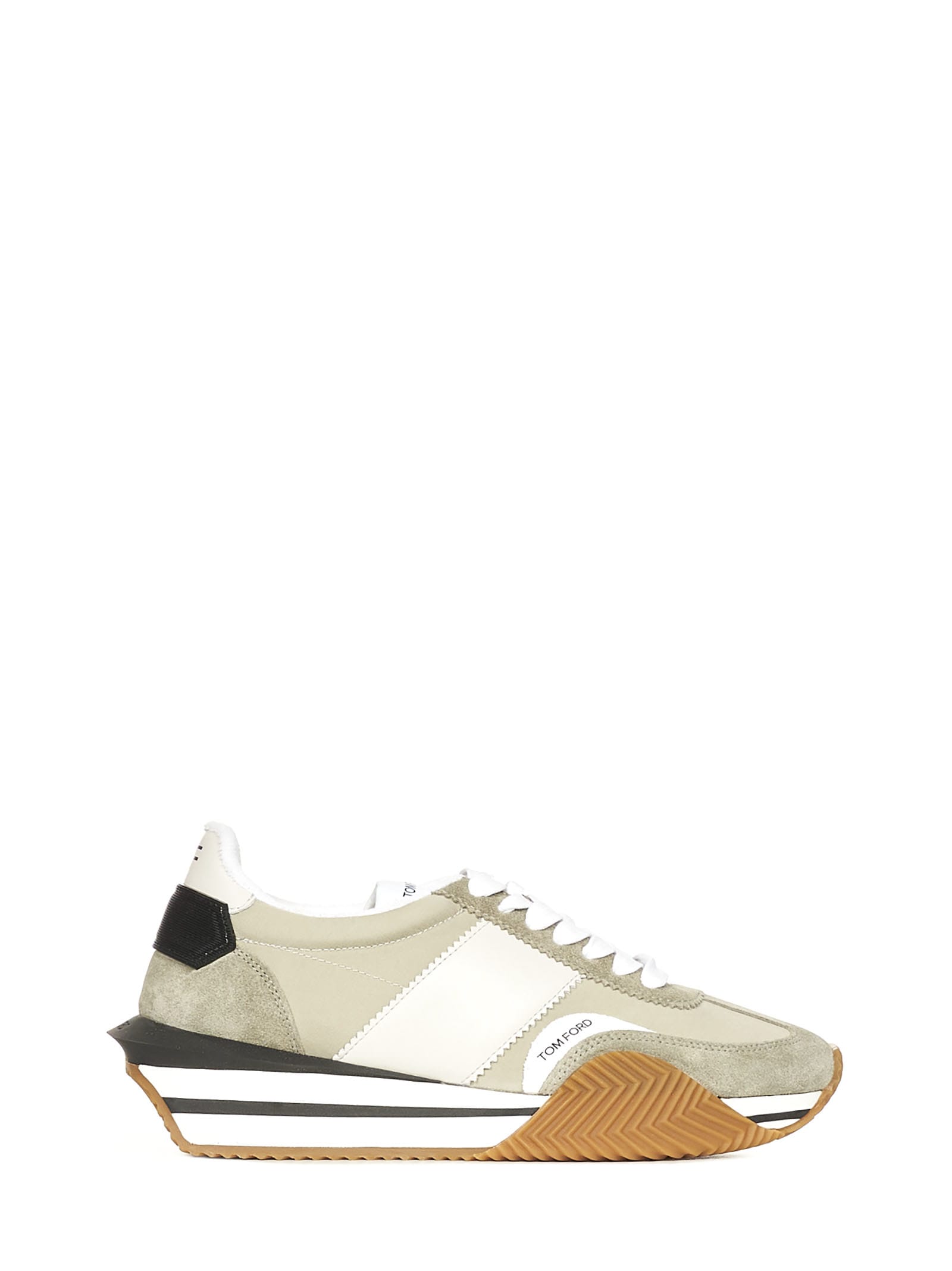 Tom Ford James Raised-sole Suede And Canvas Trainers In Grigio