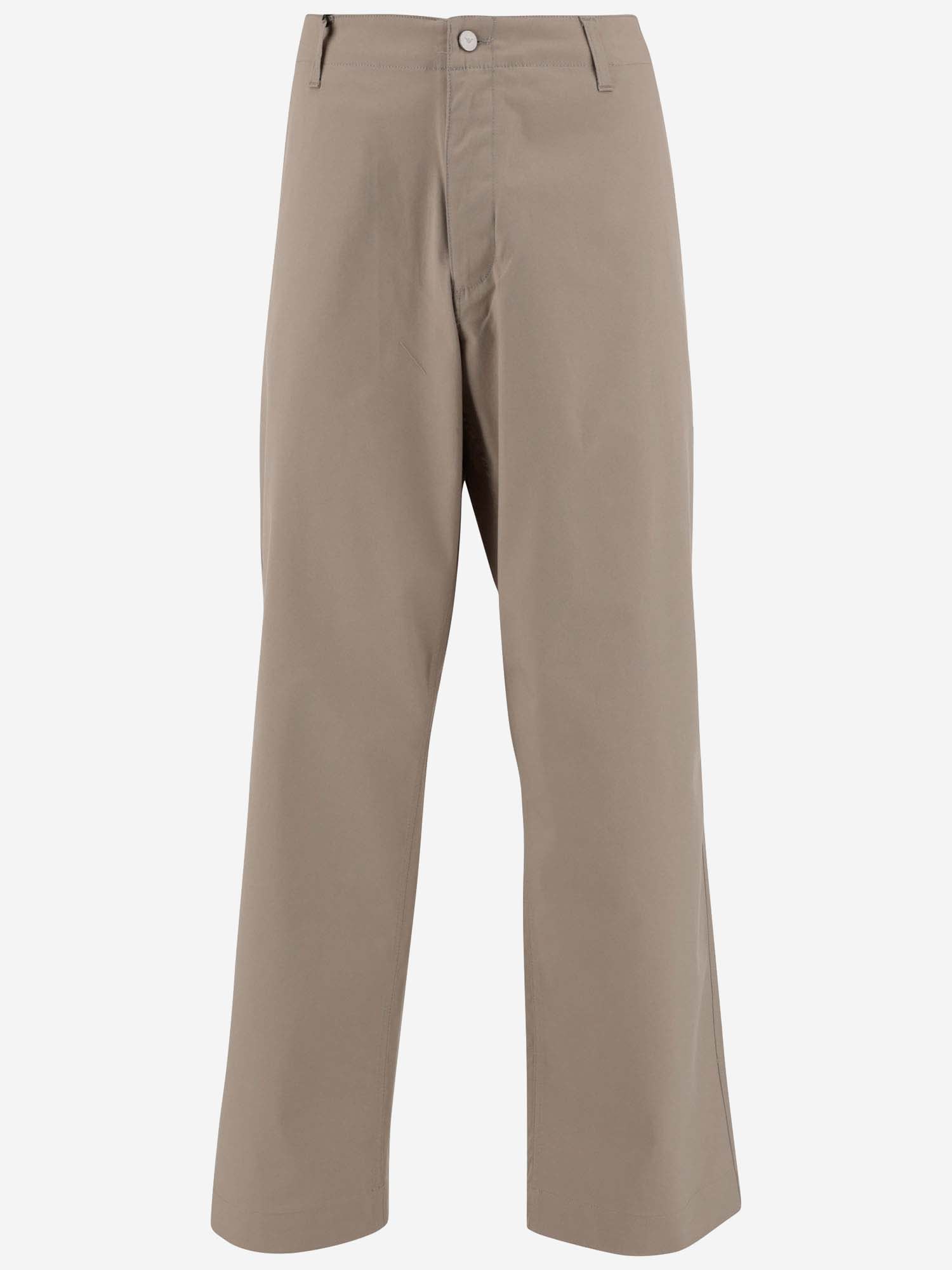 Shop Emporio Armani Stretch Cotton Wide Leg Pants In Beige