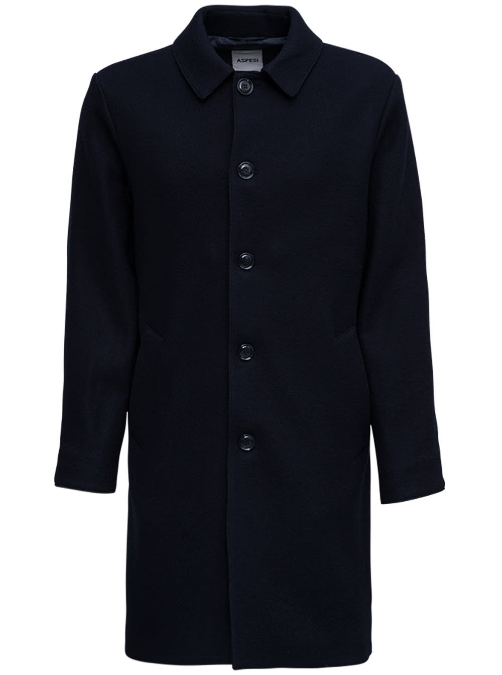 Aspesi Single-breasted Blue Wool Coat