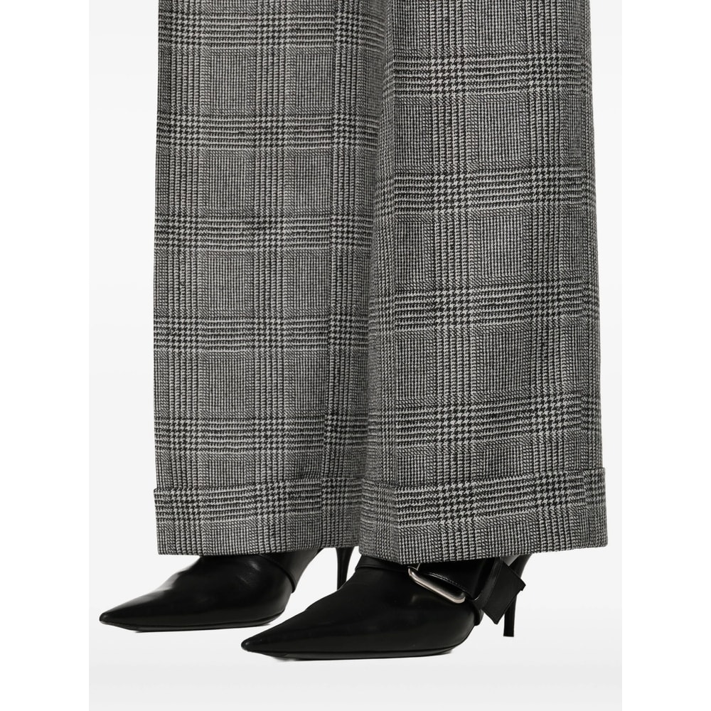Berwich Pleated Checked Trousers In Gray