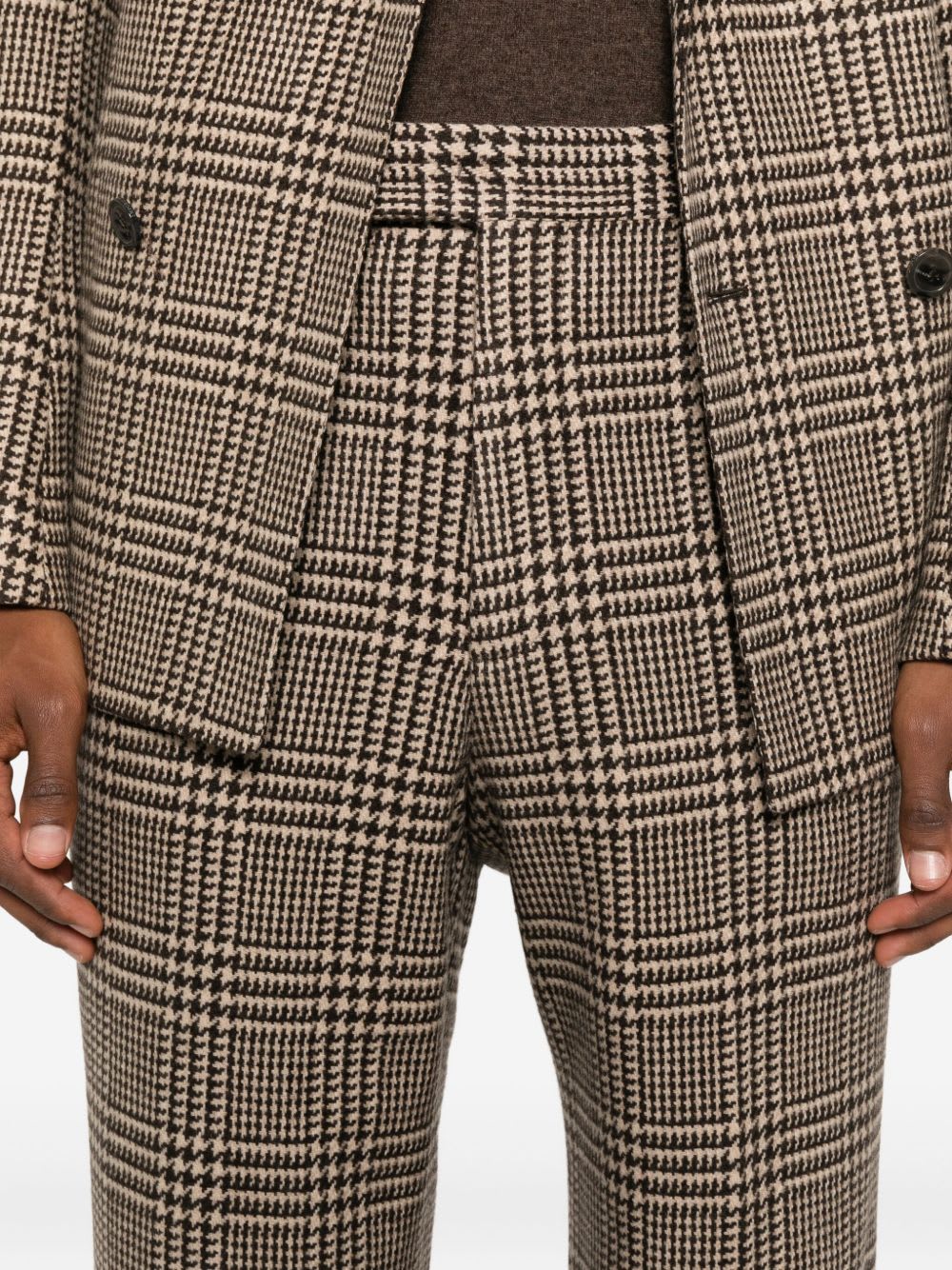 Emporio Armani High Waist Wide-leg Trousers With Button Accents In Brown