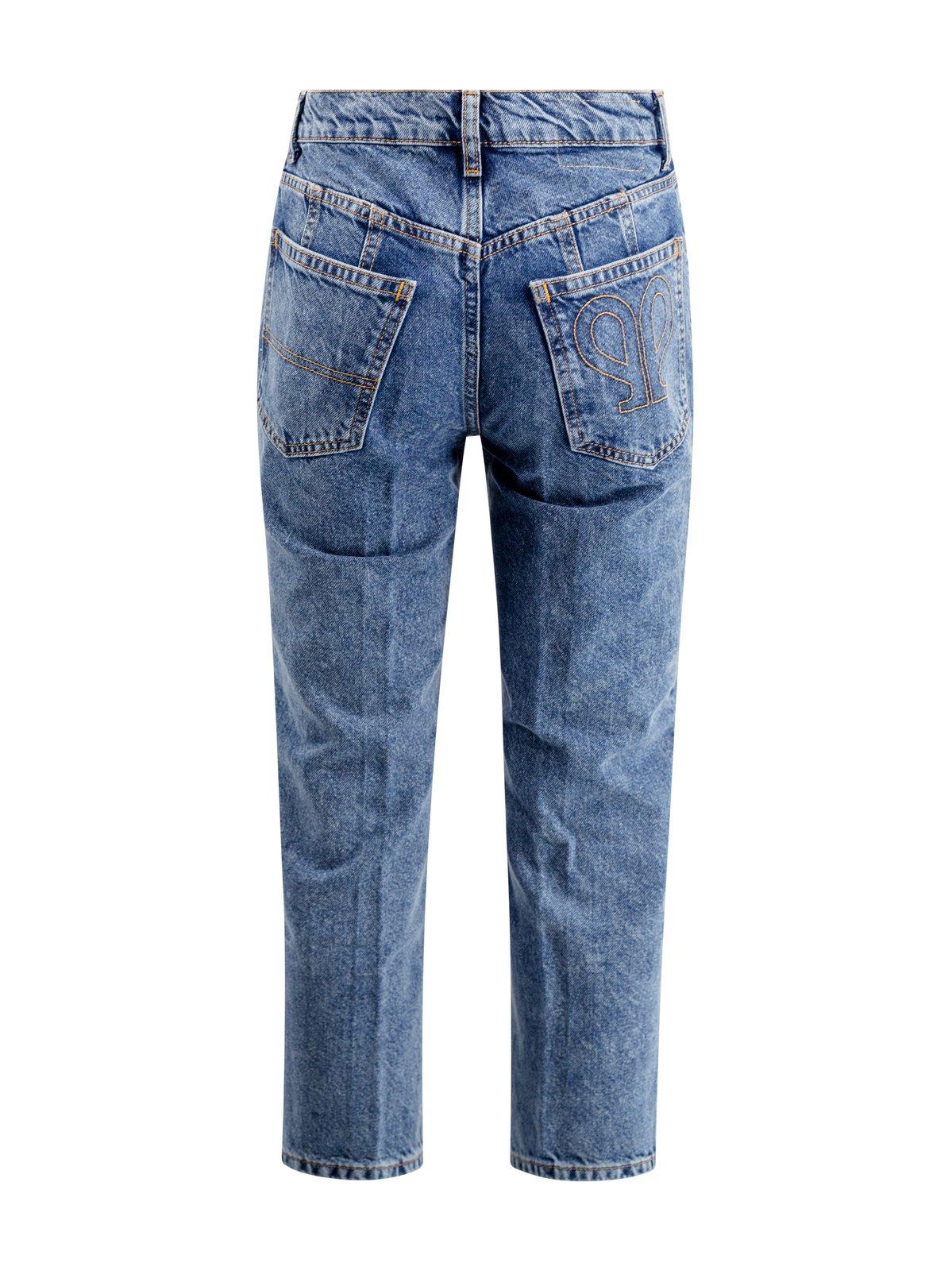 Shop Philosophy Di Lorenzo Serafini High-waist Cropped Slim-cut Jeans In Azzurro