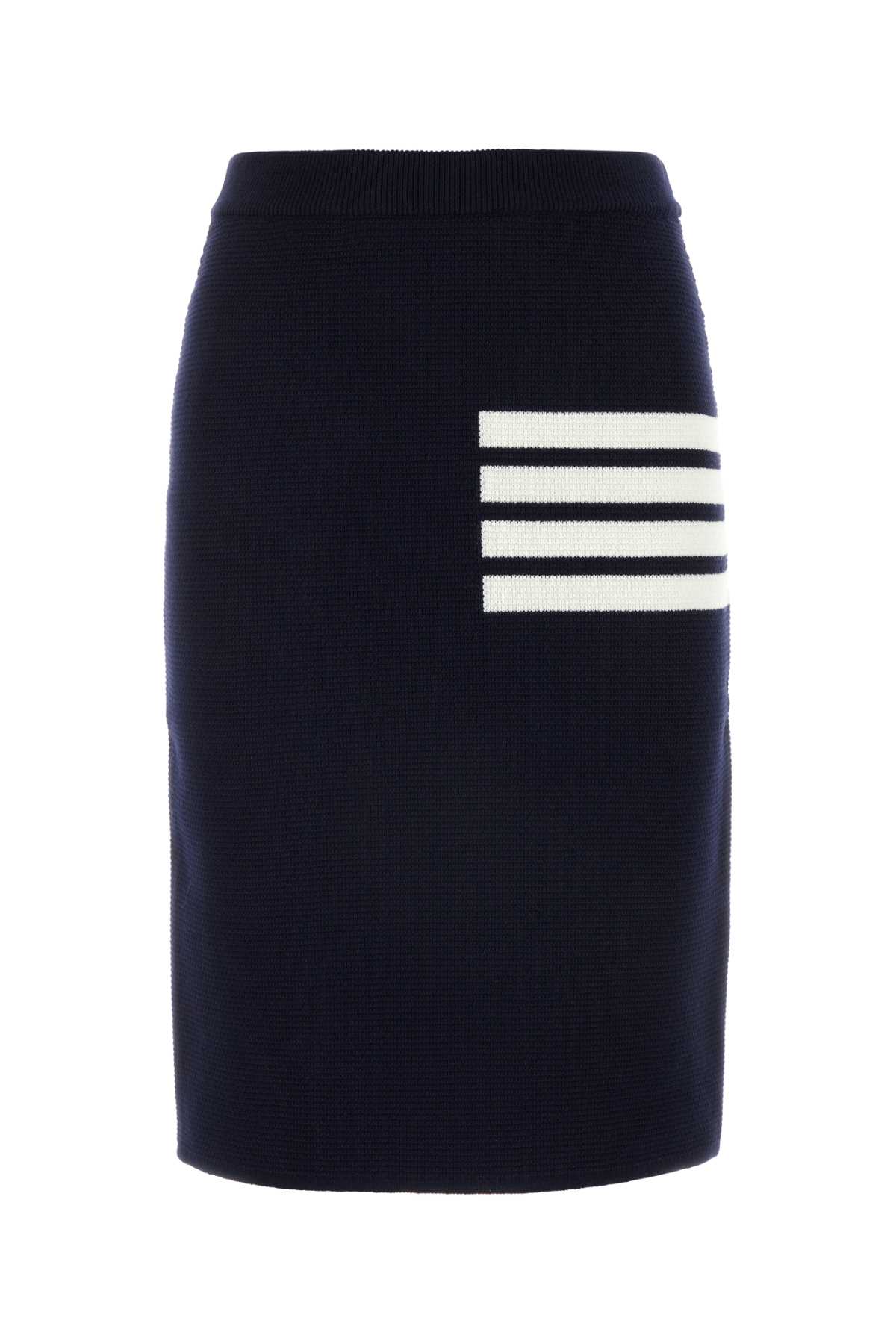 Shop Thom Browne Navy Blue Wool Blend Skirt In 415