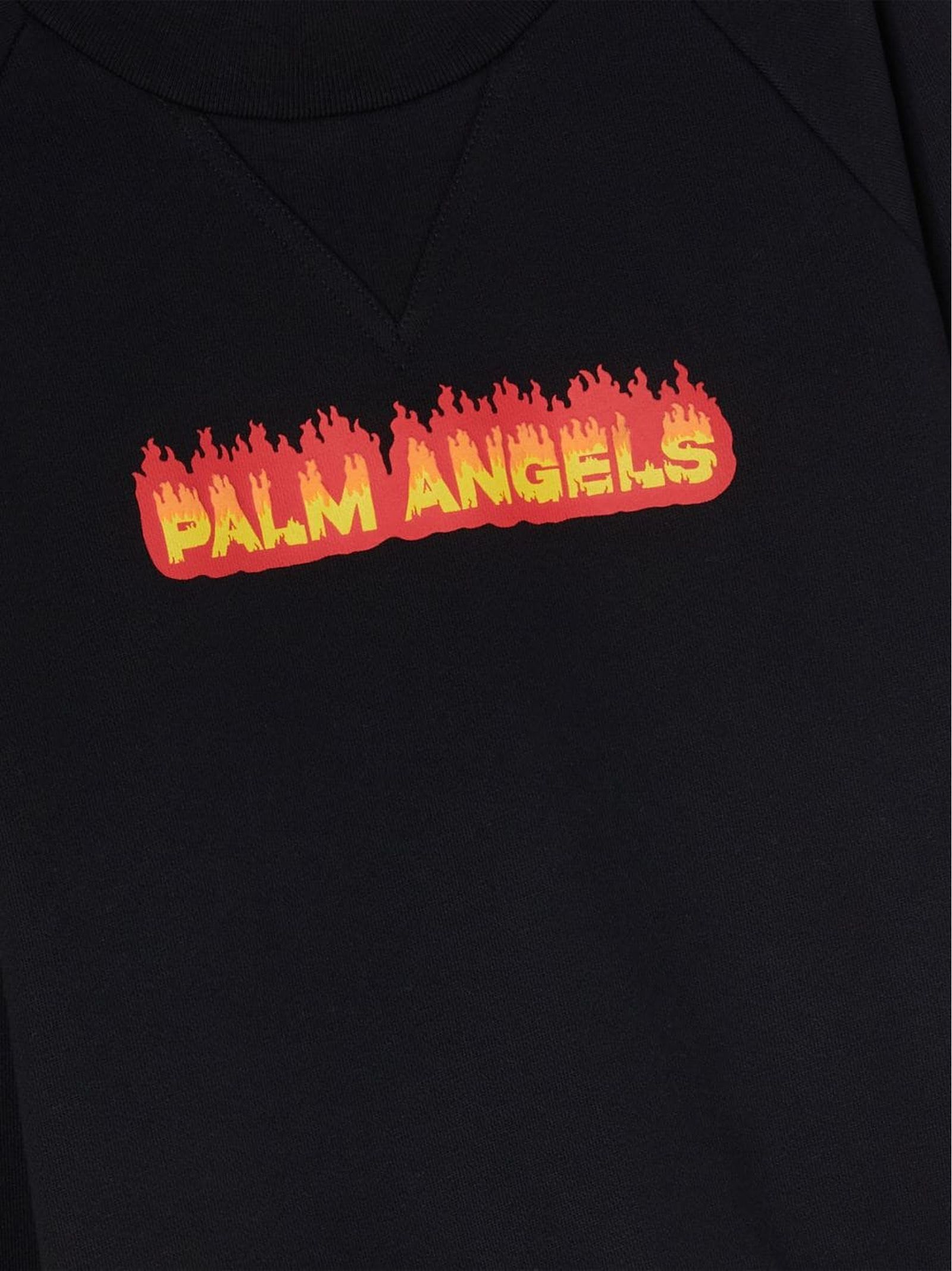 Shop Palm Angels Black Cotton Sweatshirt In Black Red